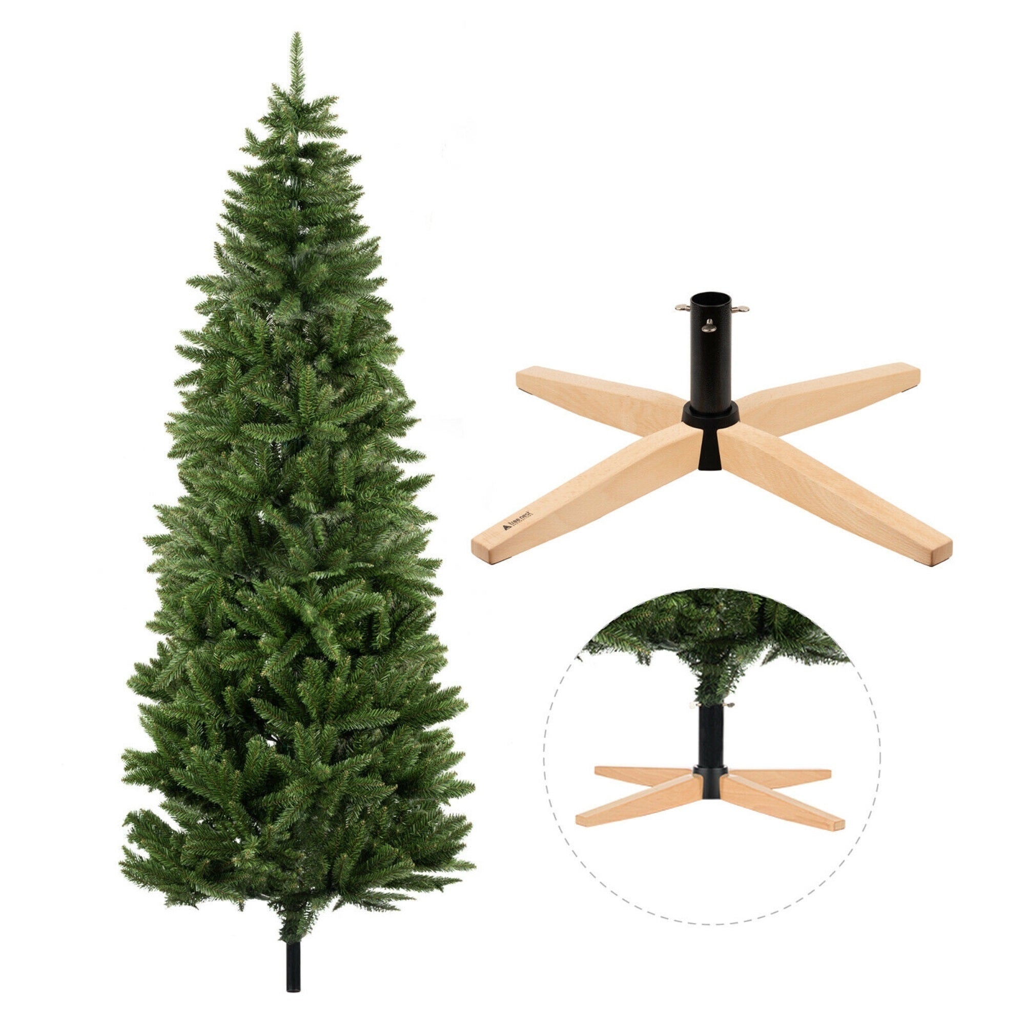 Tree Nest Artificial Christmas Tree with Wooden Stand, 6.5 feet
