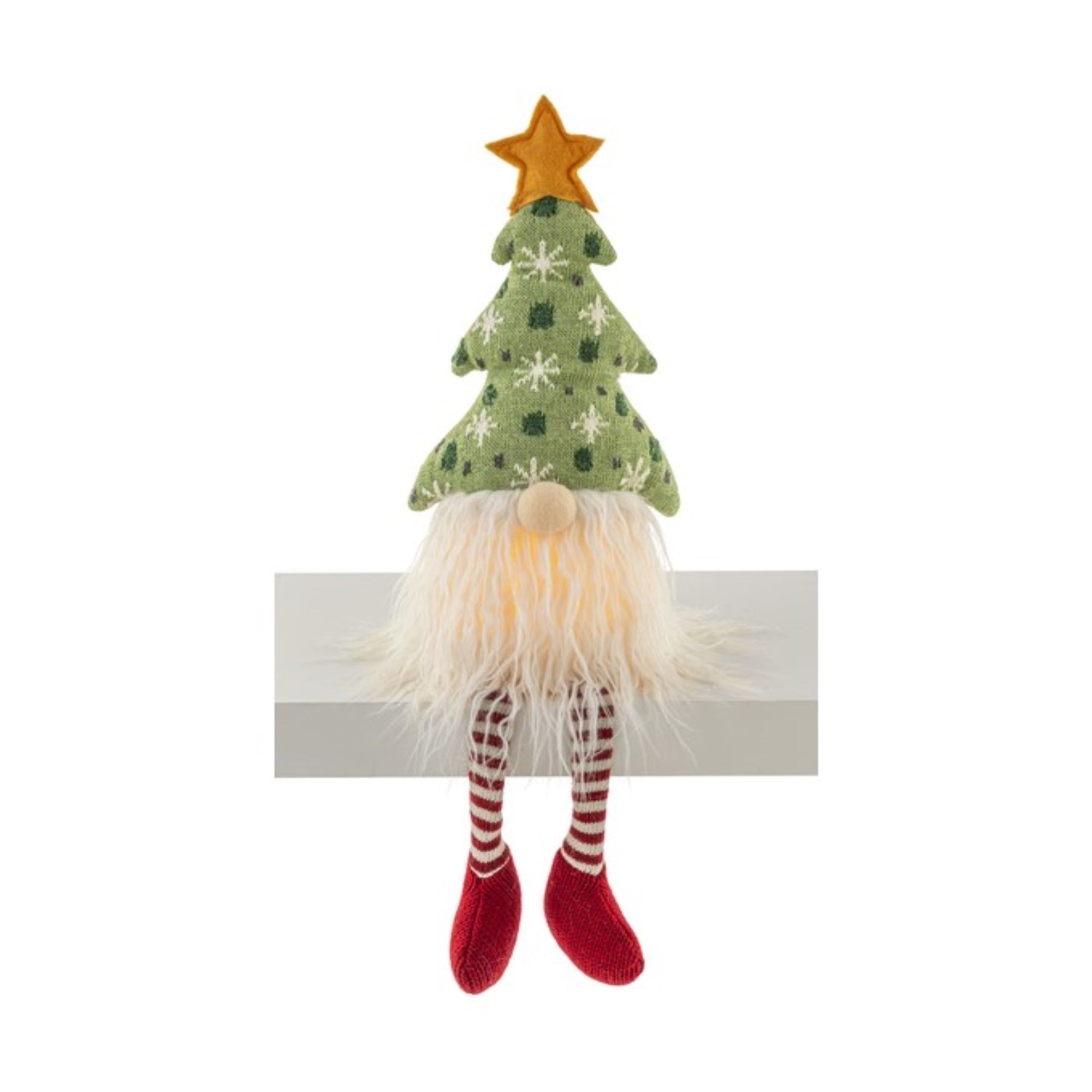 Ganz LED Light Up Gnome Wearing Tree Hat Shelf Sitter, 22 inches