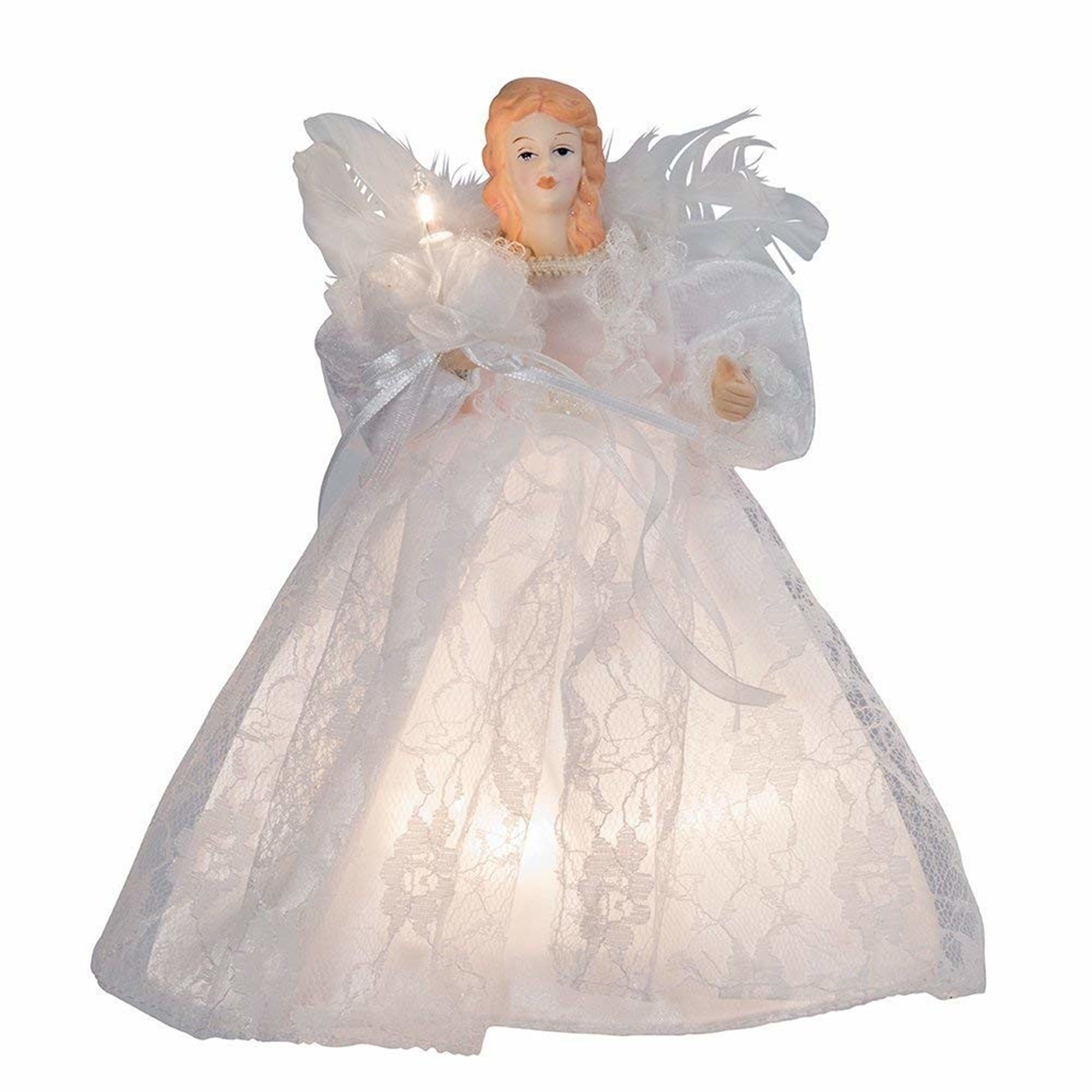 Kurt Adler 10-Light 9-Inch White Treetop Angel