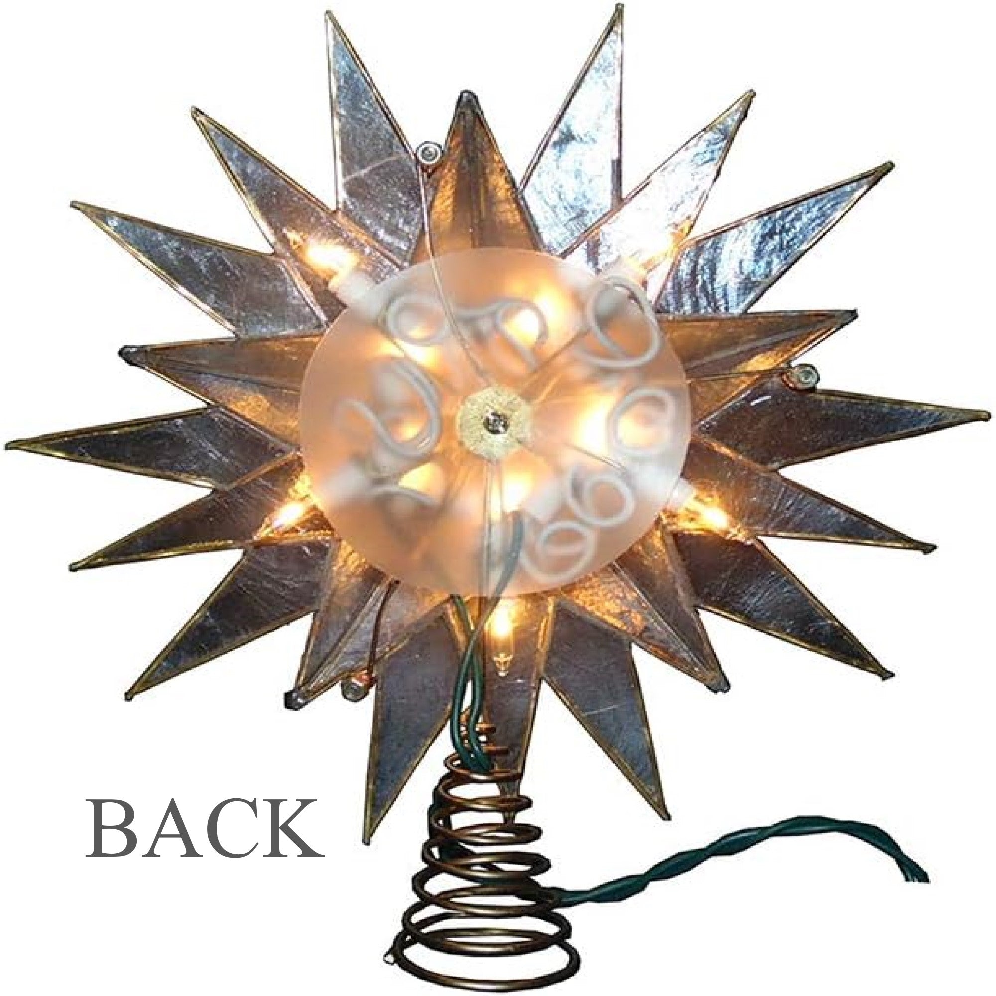 Kurt Adler 10-Light Capiz Star Treetop, Gold & White, 9.5"