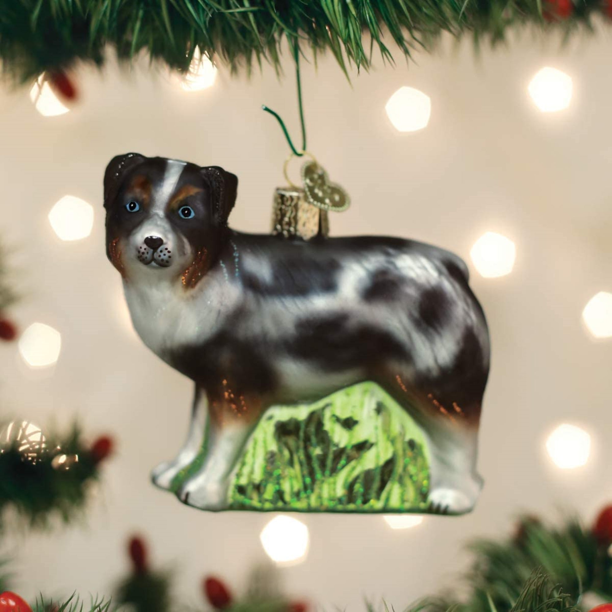 Old World Christmas Glass Blown Christmas Ornament, Australian Shepherd