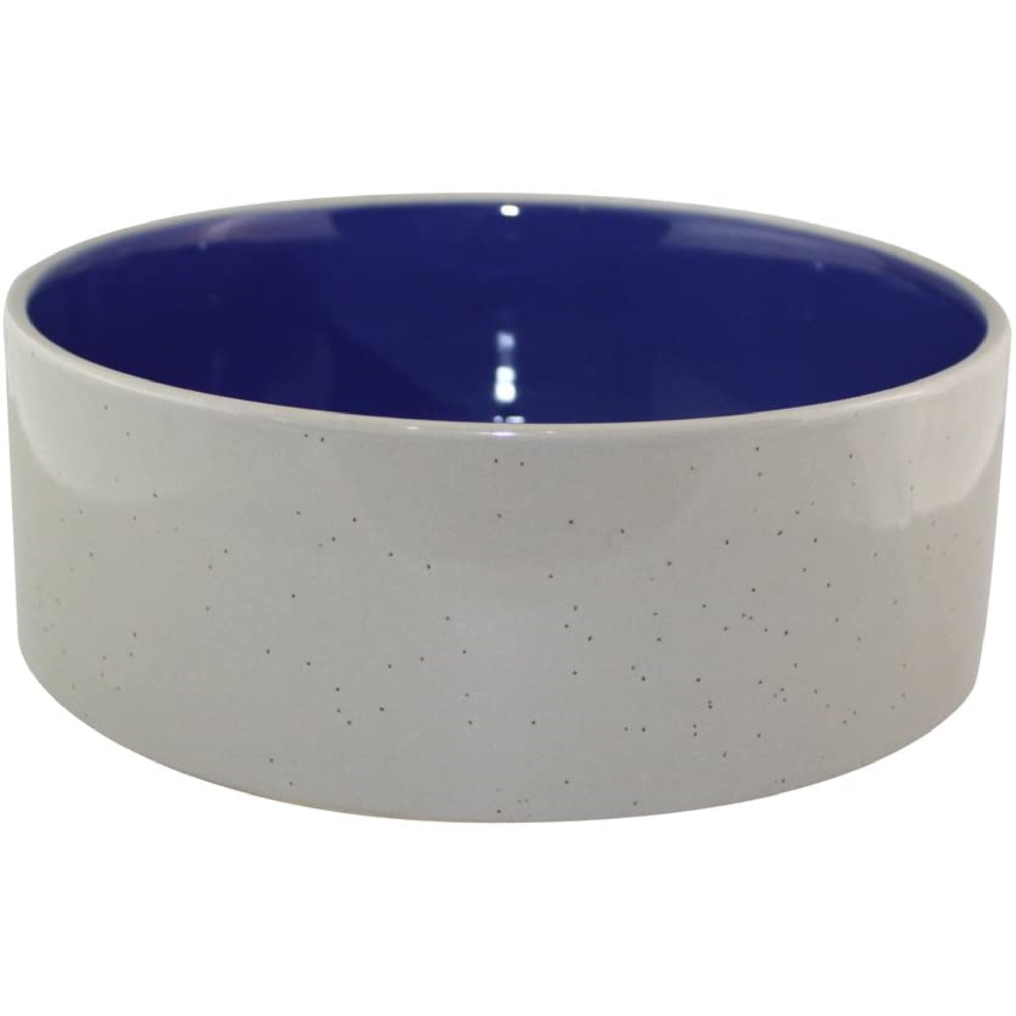 Ethical Stoneware Dog Dish, Blue & Tan, 7.5"