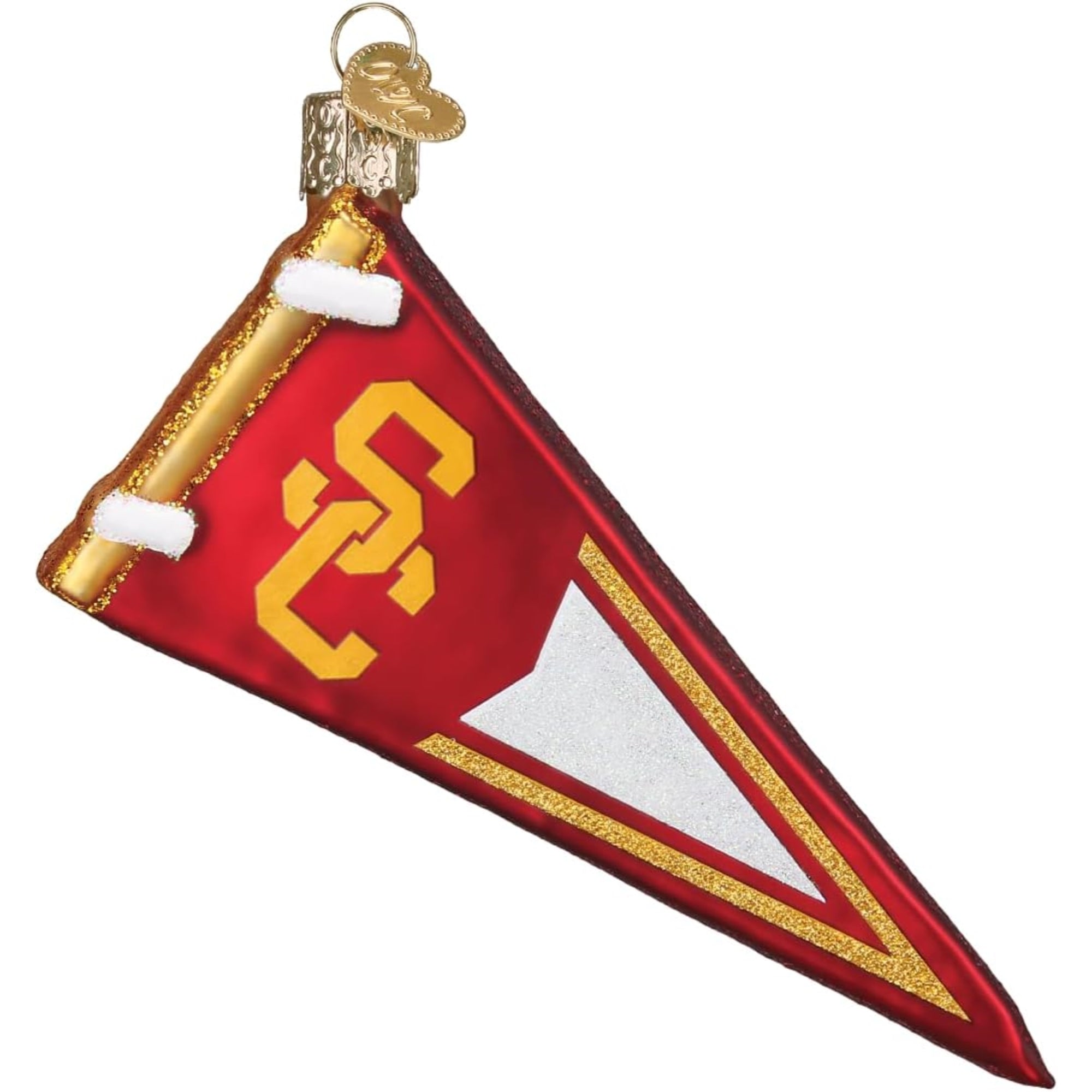 Old World Christmas USC Pennant Glass Ornament for Christmas Tree