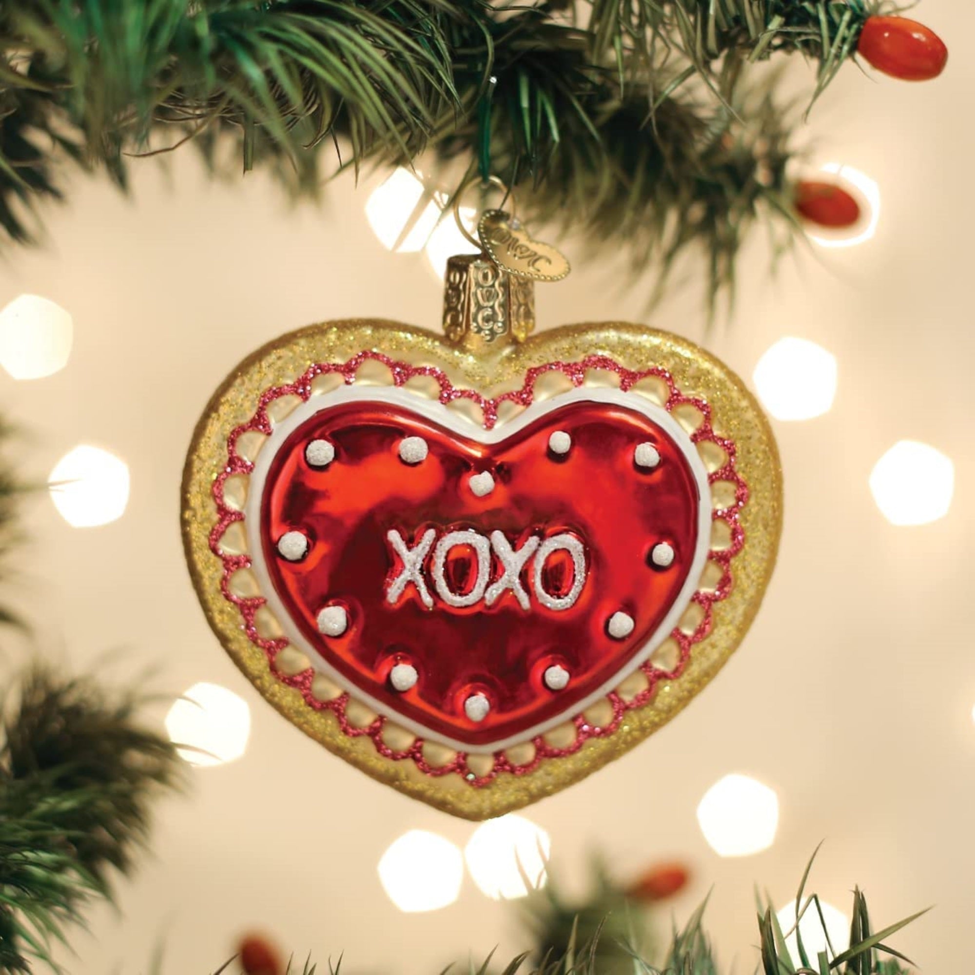 Old World Christmas Blown Glass Christmas Ornament, Heart Shaped Cookie