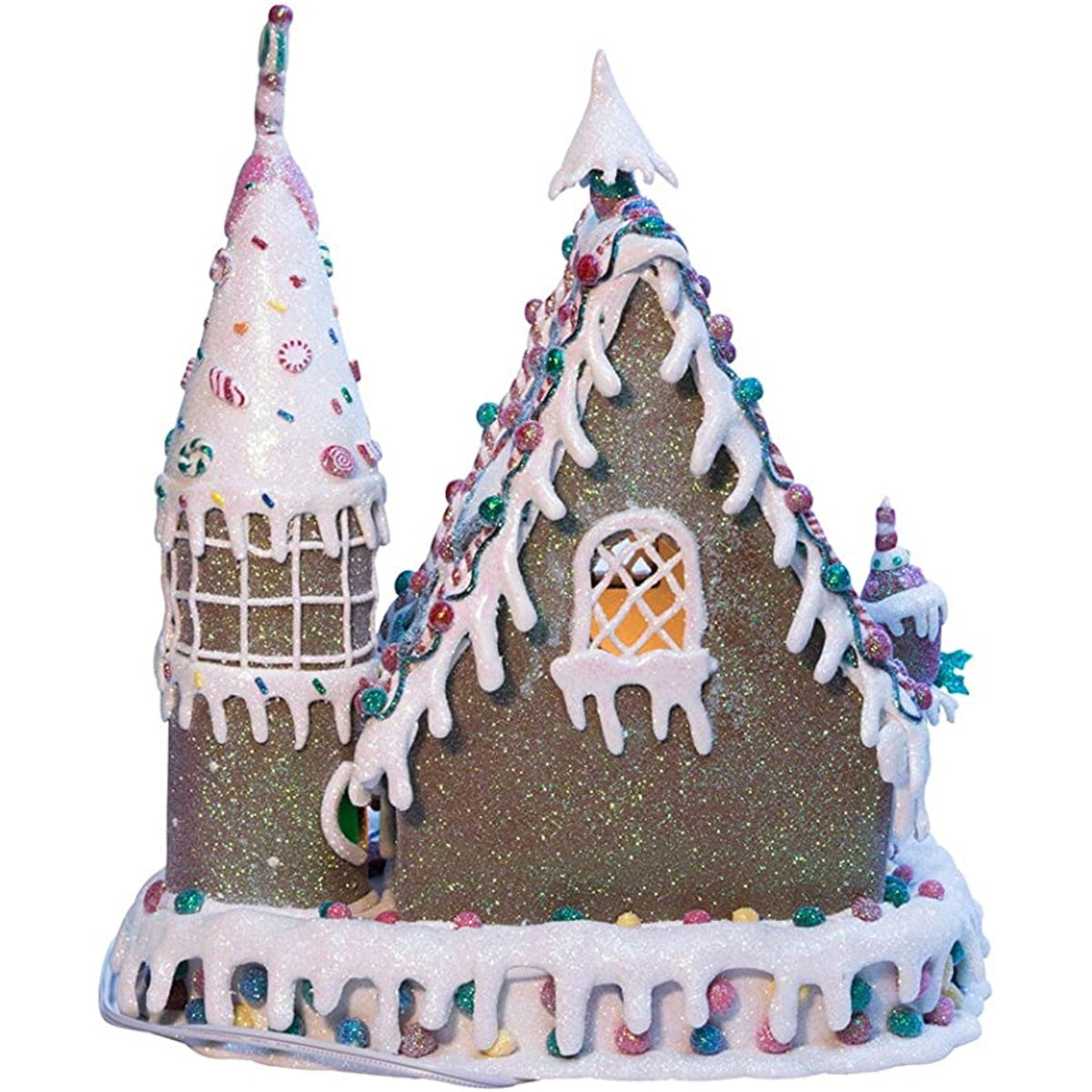 Kurt Adler Clay-Dough Christmas Gingerbread Inn, Lighted, 13"