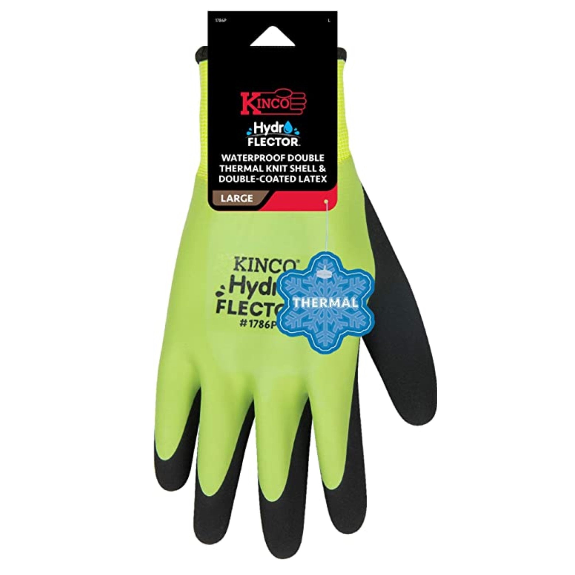 Kinco Hydroflector Waterproof Double Thermal Knit Shell & Coated Latex, Hi-Vis L