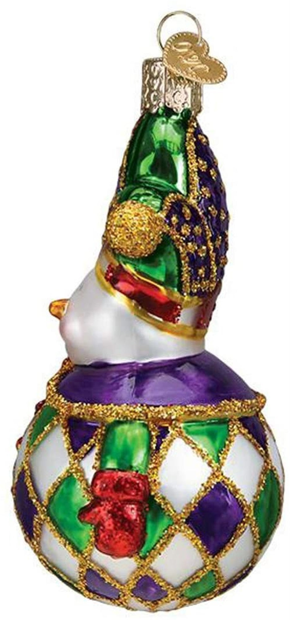 Old World Christmas Glass Blown Harlequin Snowman Ornament