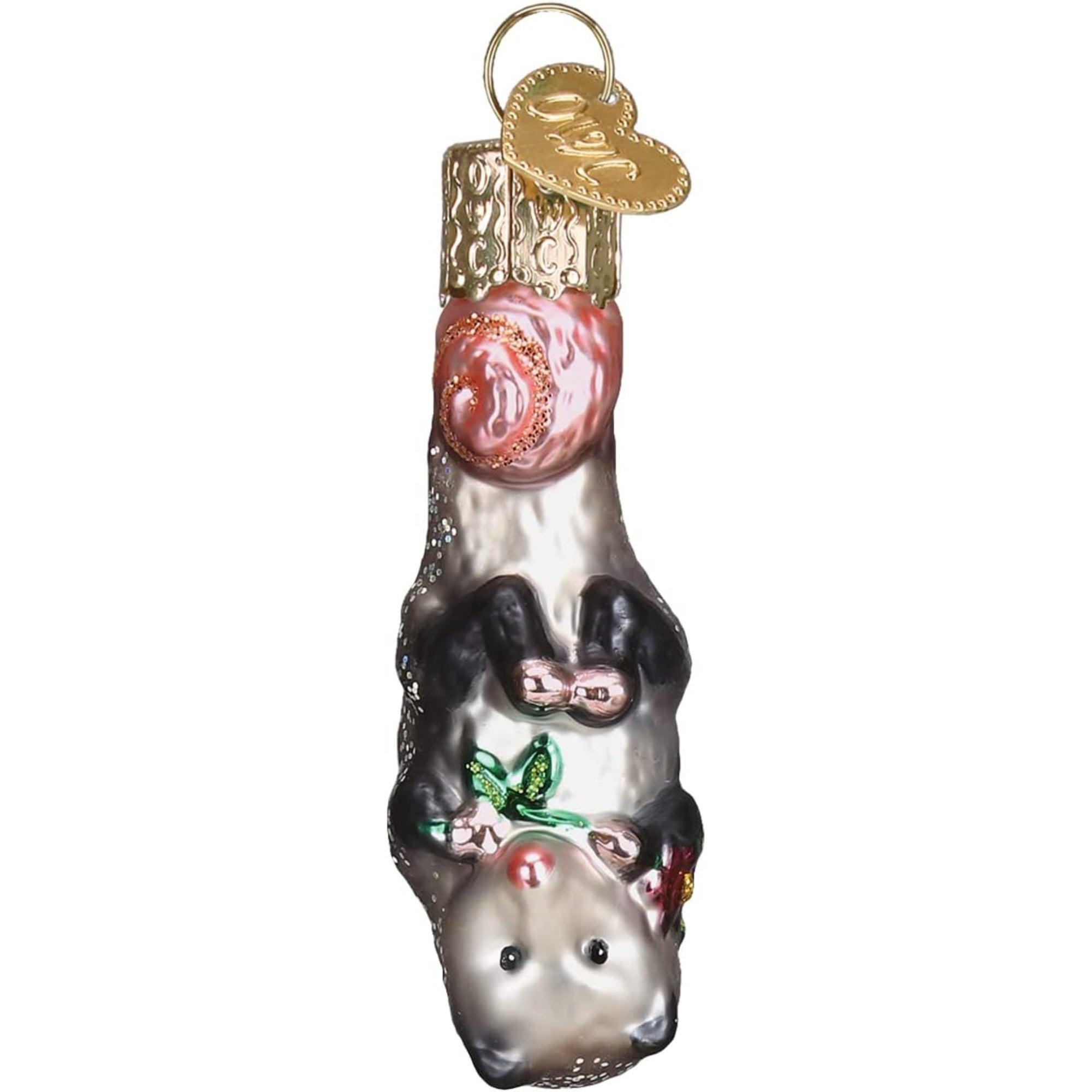 Old World Christmas Glass Blown Mini Opossum Ornament, 2.5"