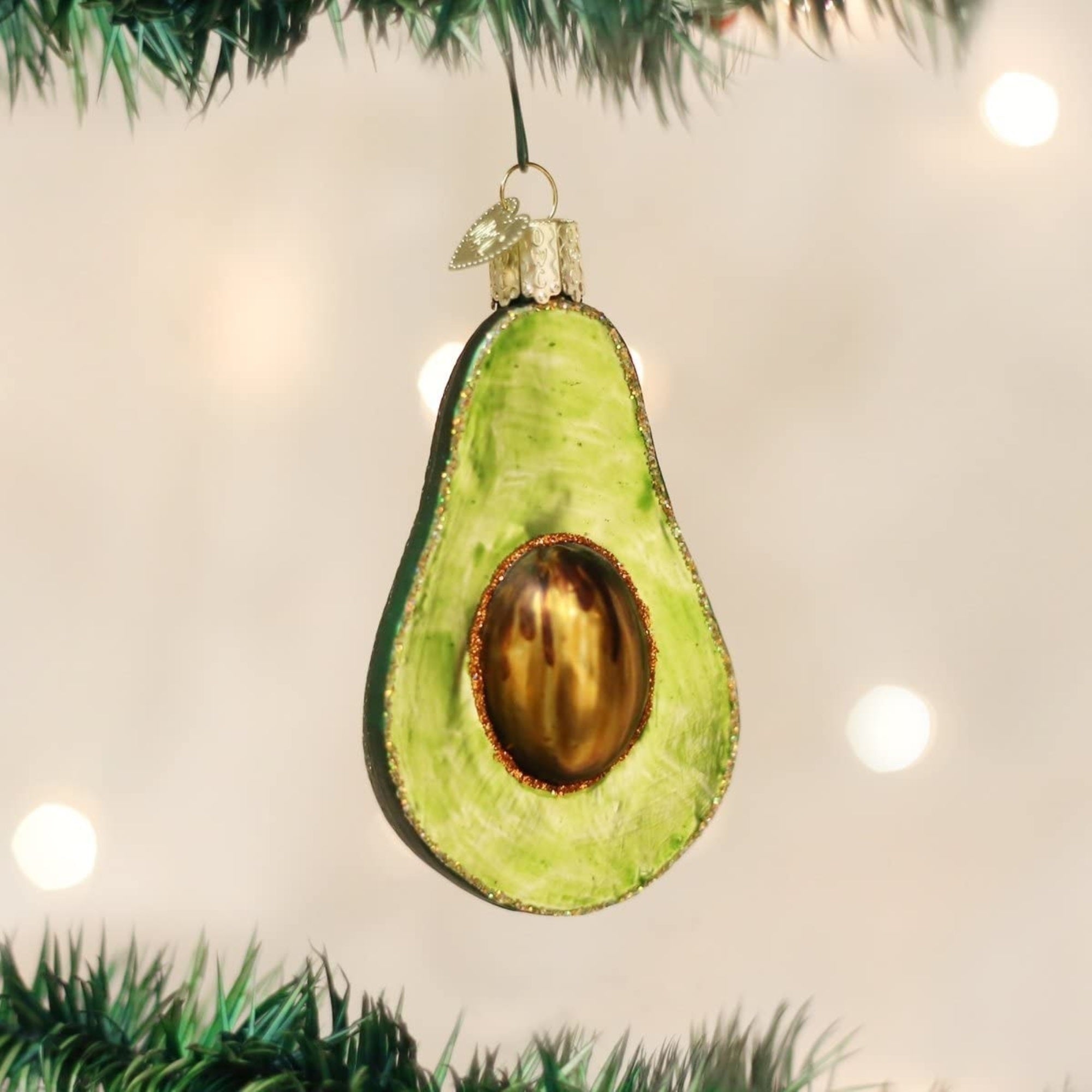 Old World Christmas Glass Blown Avocado Ornament