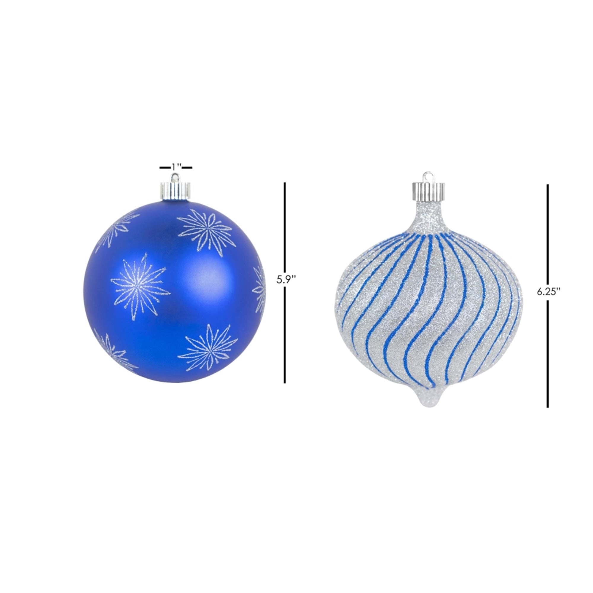 Christmas By Krebs Decorative Ball Ornament, 6 Inch, Blue & Silver (Pack of 8)