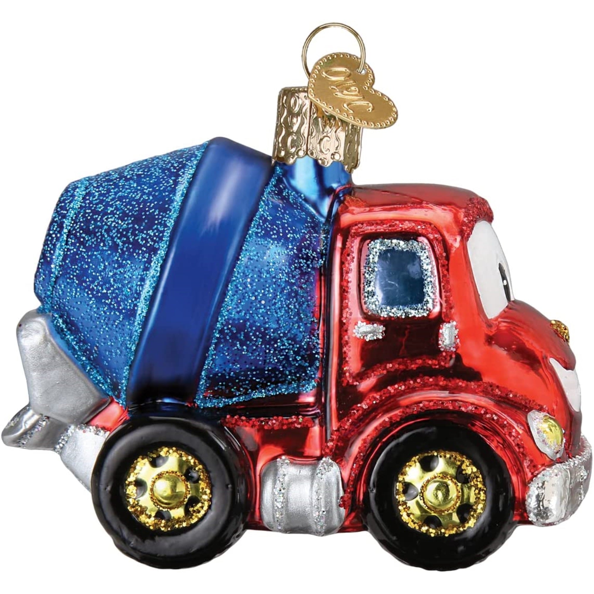 Old World Christmas Glass Blown Cheerful Cement Truck Ornament, 3.5"