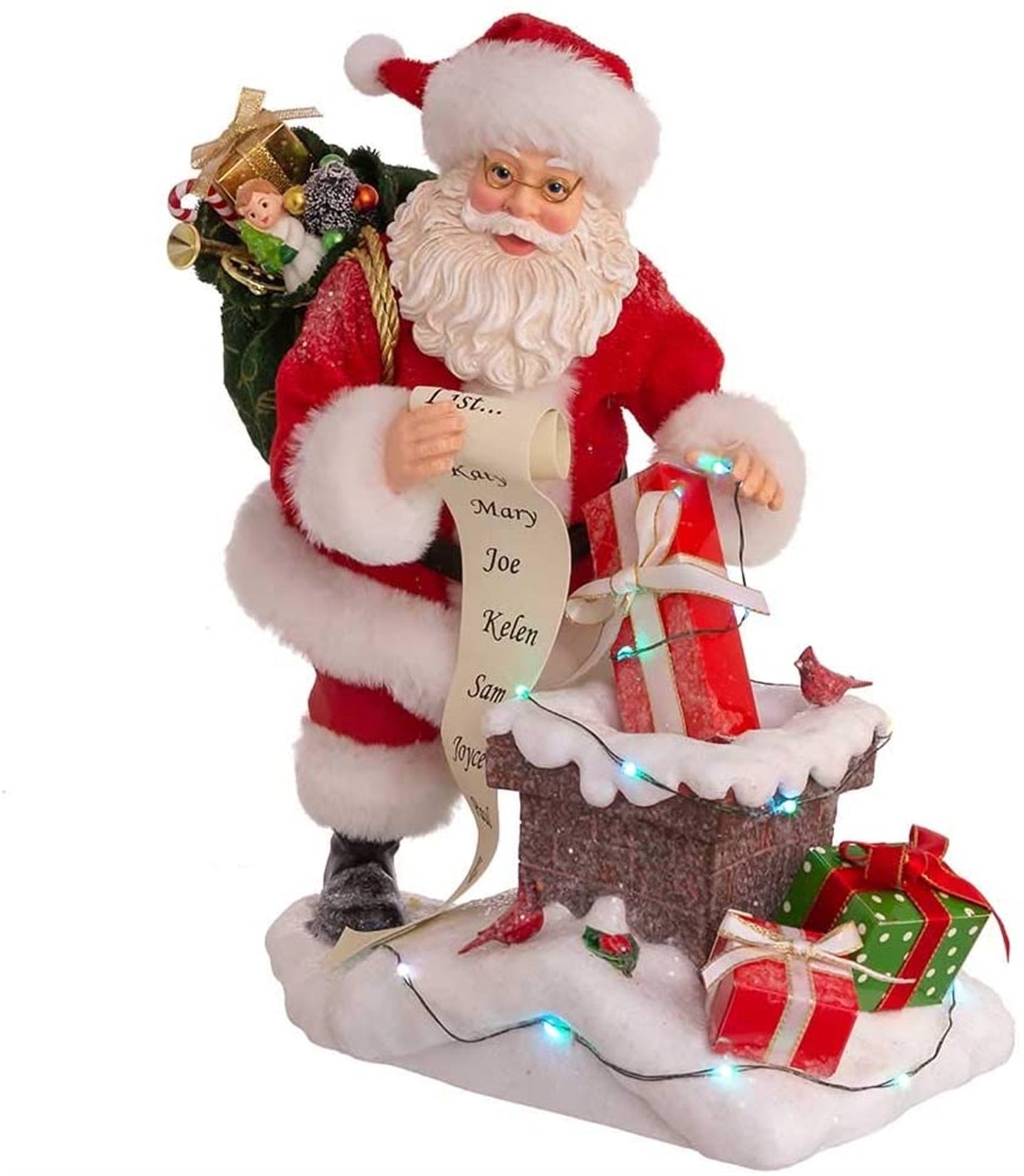 Kurt Adler Fabriché Collection, Battery Operated Lighted Chimney Santa, 10.5"