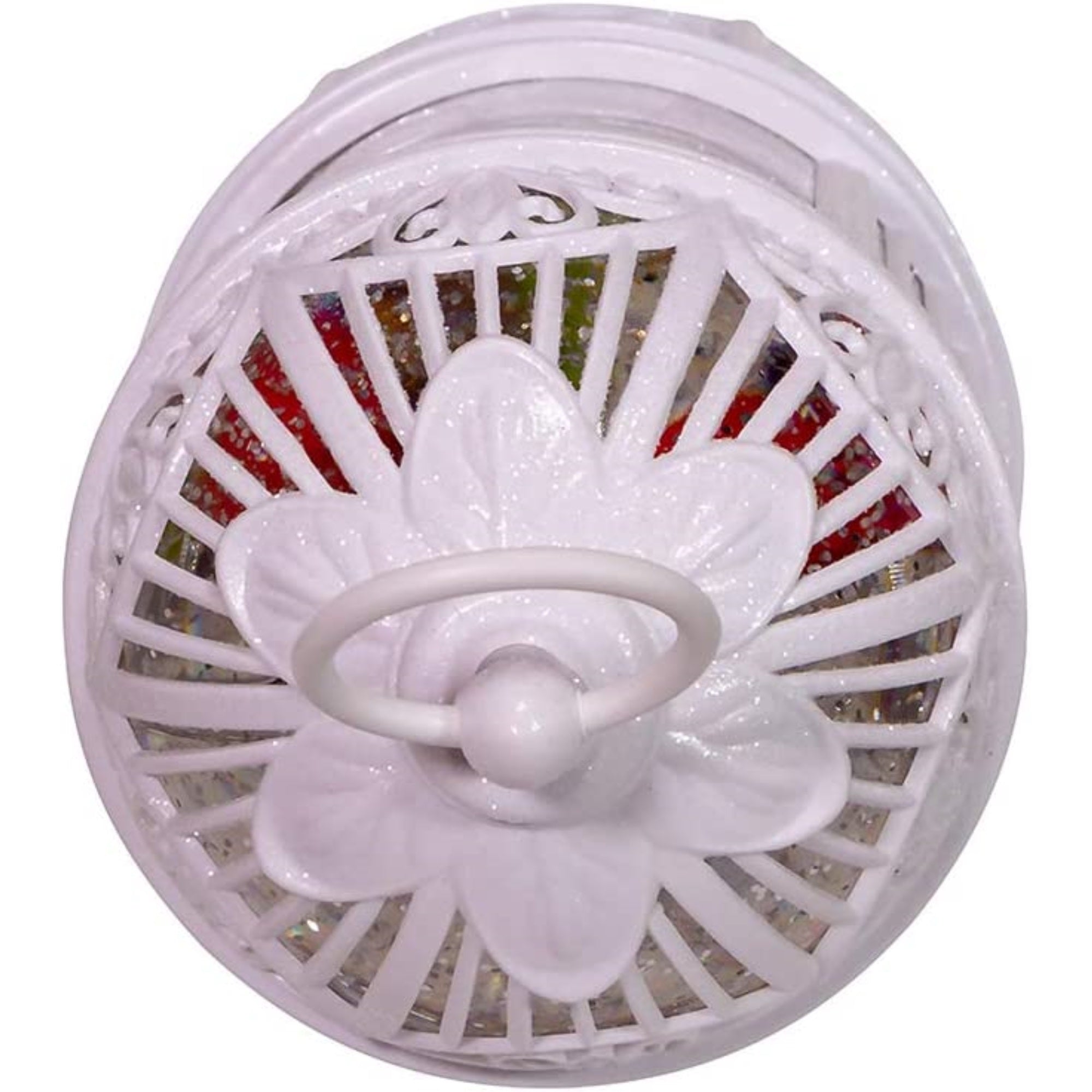 Kurt S. Adler Battery-Operated LED Swirl Cardinals Bird Cage Water Lantern, White, 10"