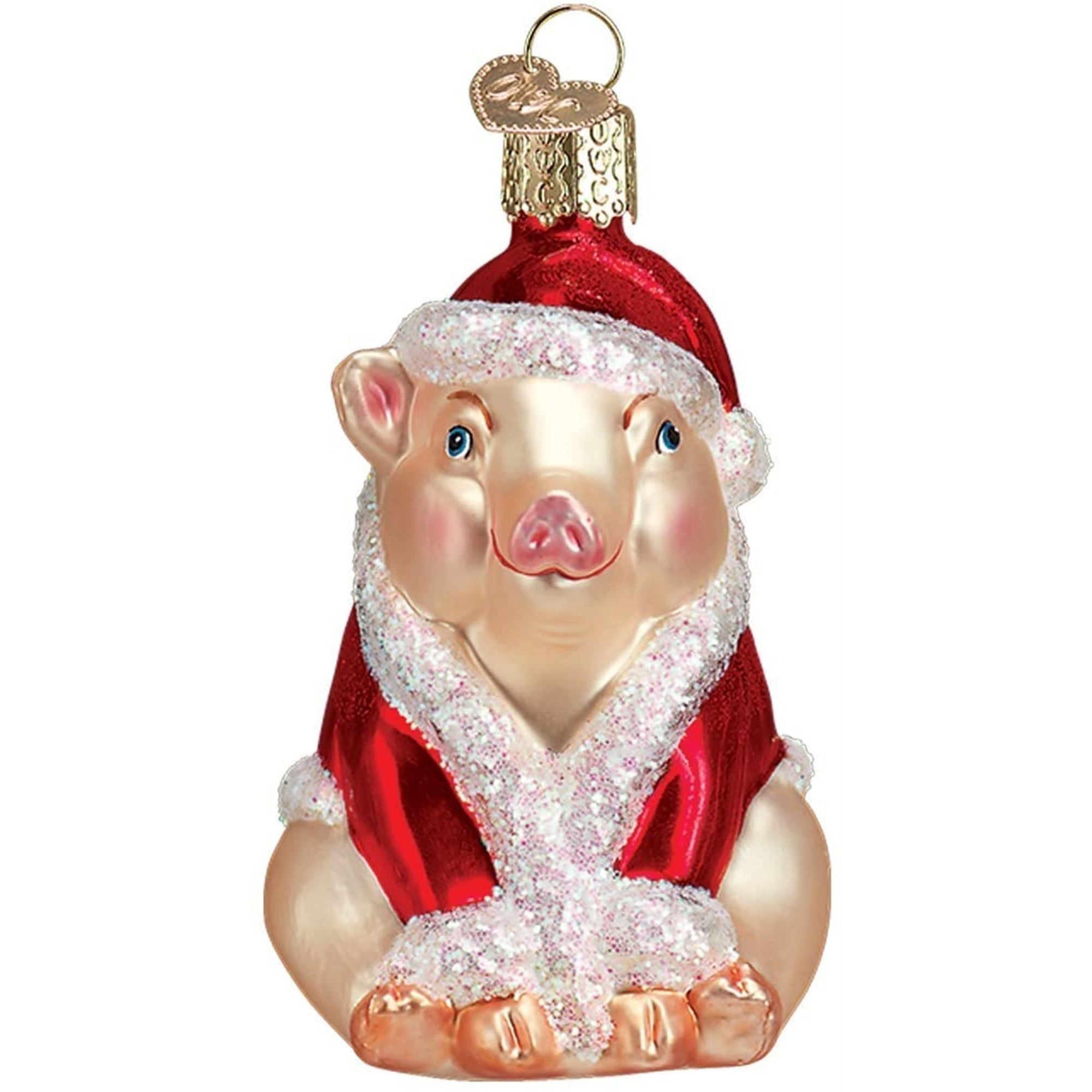 Old World Glass Blown Ornament Christmas Ham, 3.25"