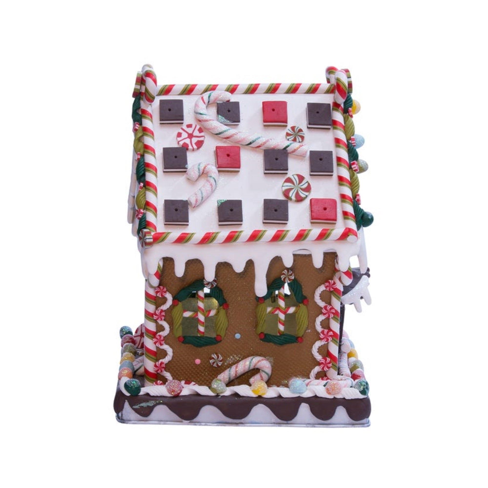 Kurt Adler 8 5/8-Inch Claydough and Metal Candy House with C7 Lighted Decorations