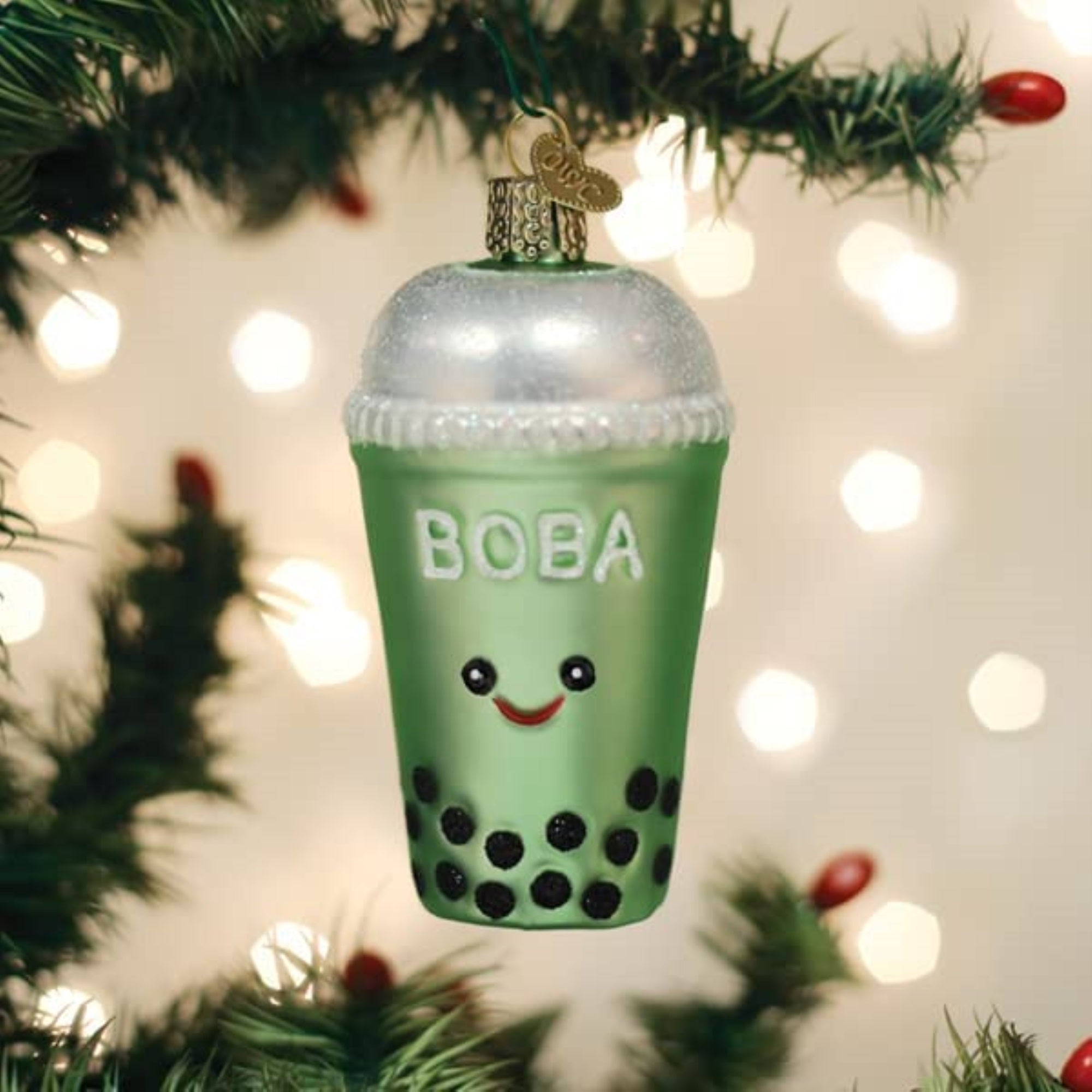 Old World Christmas Glass Blown Tree Ornament, Boba Tea