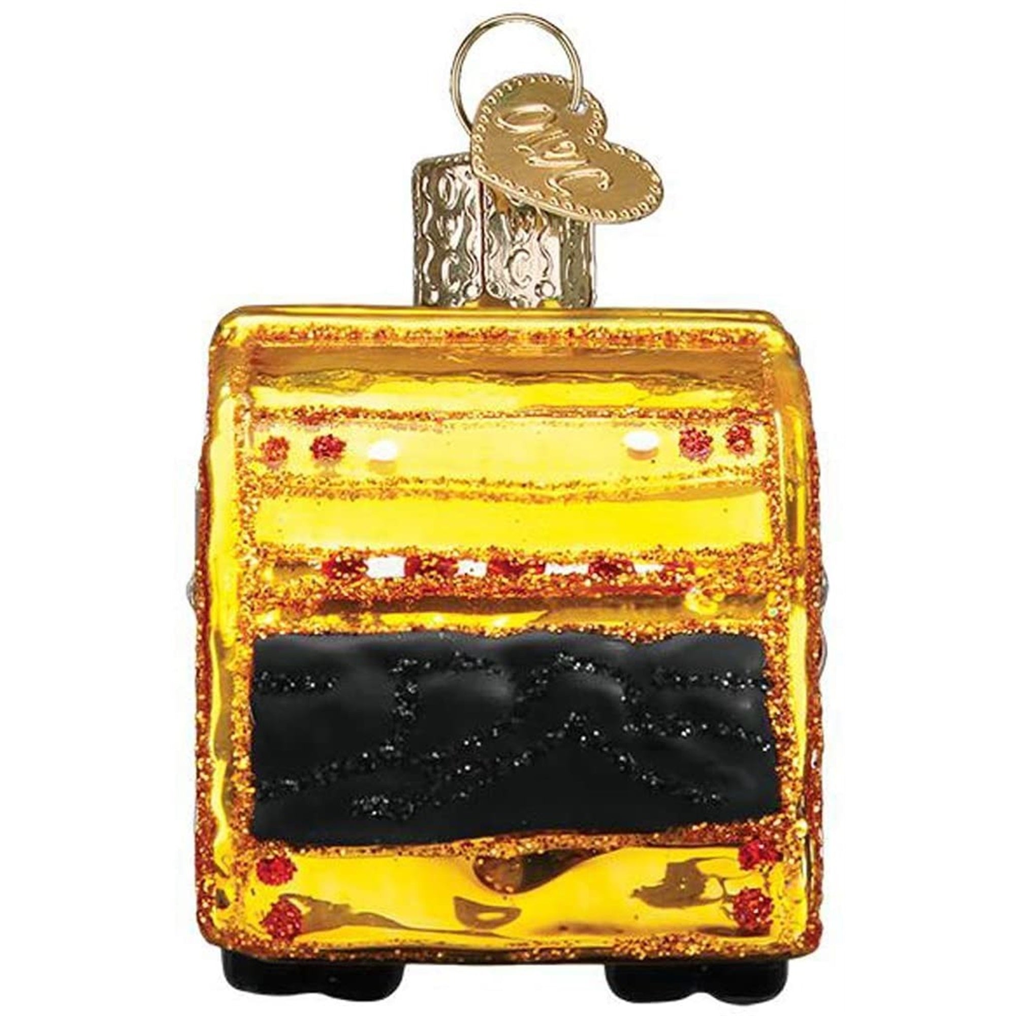 Old World Christmas Glass Blown Garbage Truck Ornament