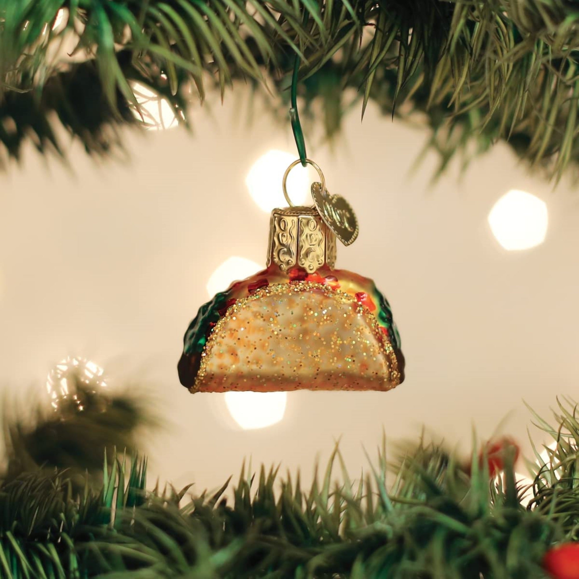 Old World Christmas Blown Glass Mini Taco Ornament, 1.25"