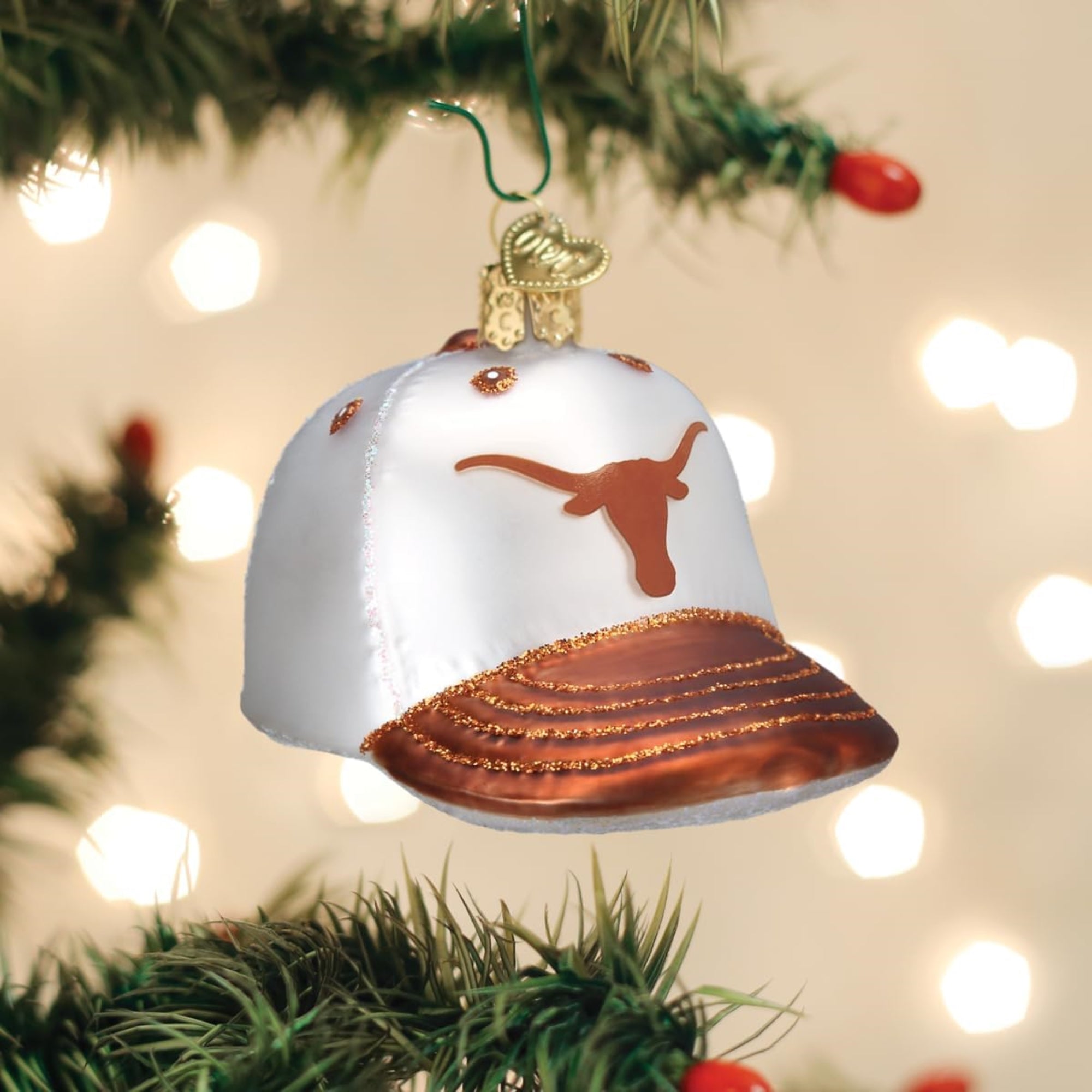 Old World Christmas Texas Baseball Cap Glass Ornament for Christmas Tree