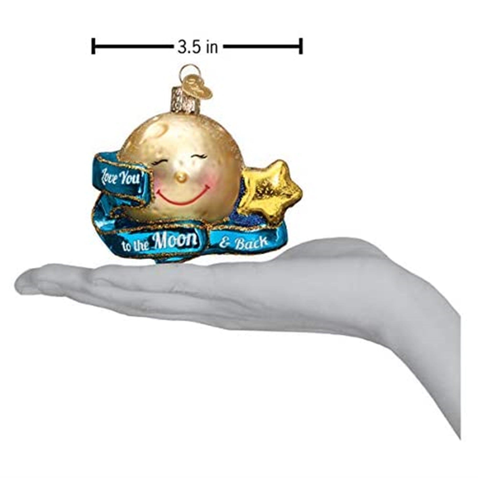 Old World Christmas Blown Glass Christmas Ornament, I Love You to the Moon & Back