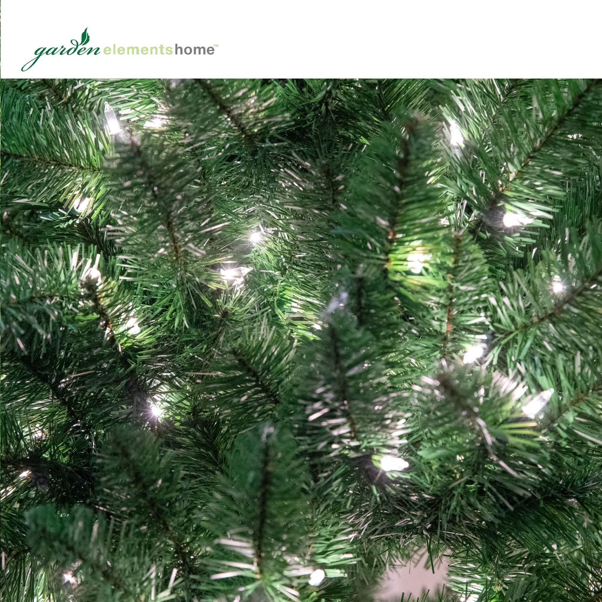 Garden Elements Artificial Pre-Lit Penn Spruce Christmas Tree, 2462 Tips, 1600 Clear Lights, 9 ft