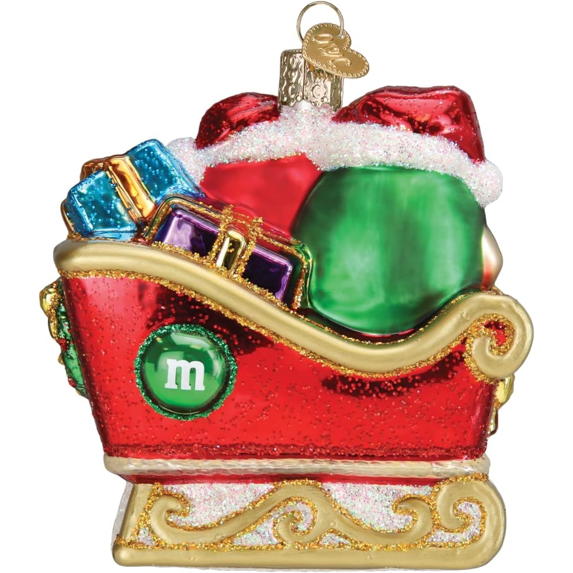 Old World Christmas M&M'S In Sleigh Blown Glass Holiday Ornament