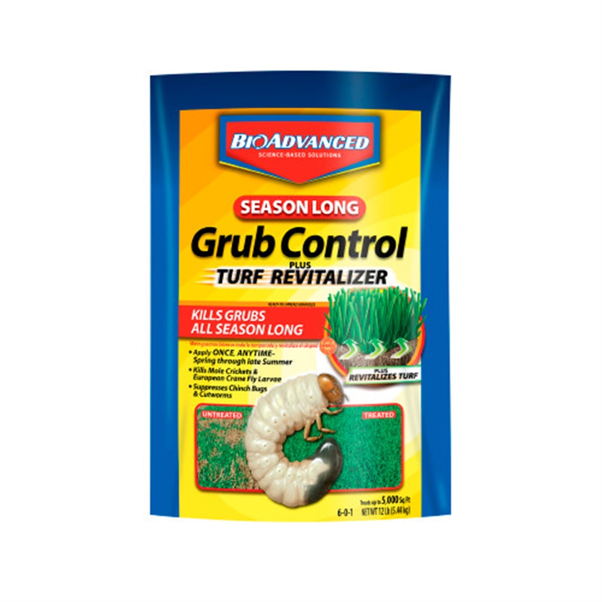 BioAdvanced Season Long Grub Control Plus Turf Revitalizer, 12LB Bag