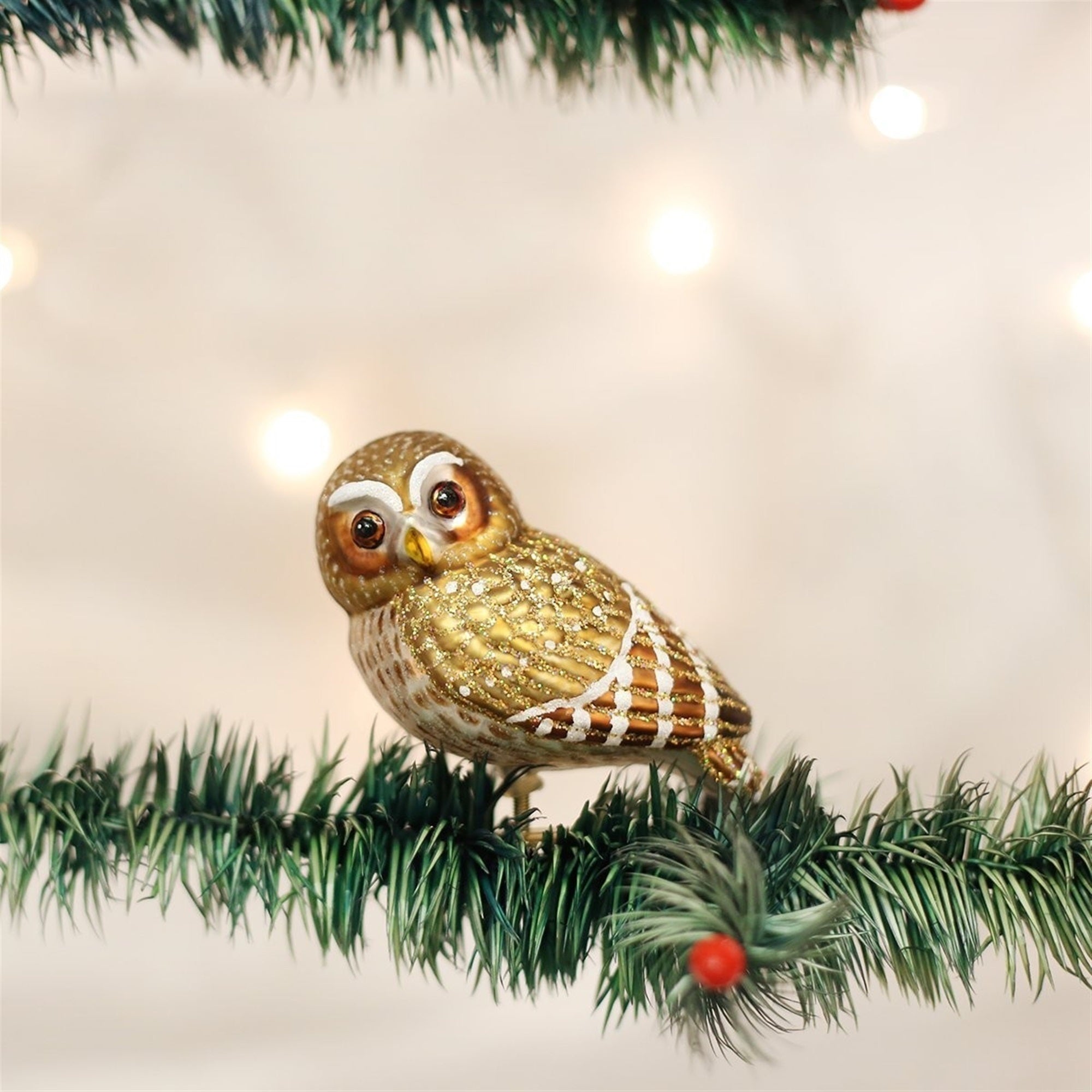 Old World Christmas Pygmy Owl Glass Blown Ornament for Christmas Tree