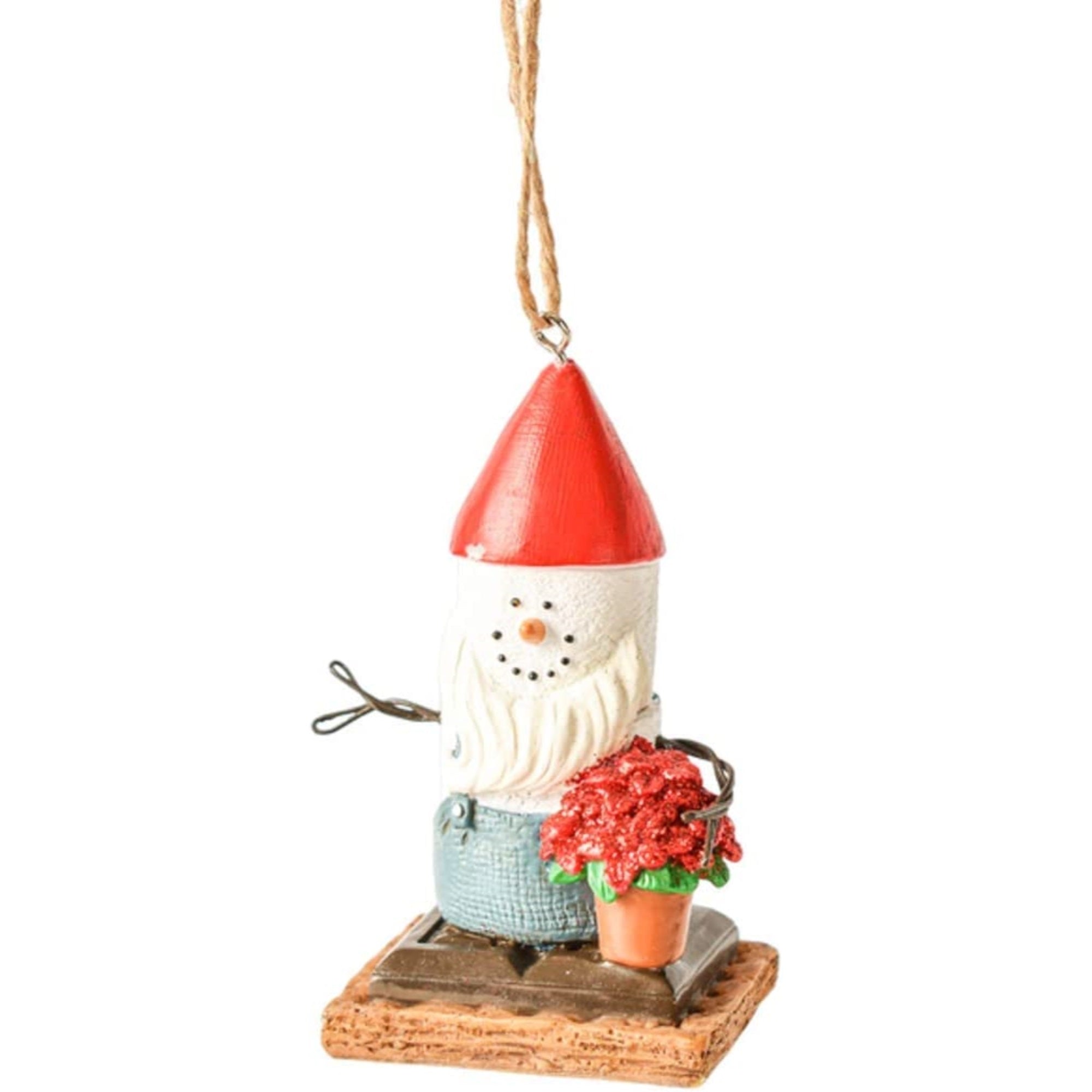 Ganz Smores Gnome With Flower Snowman Plastic Holiday Christmas Ornament