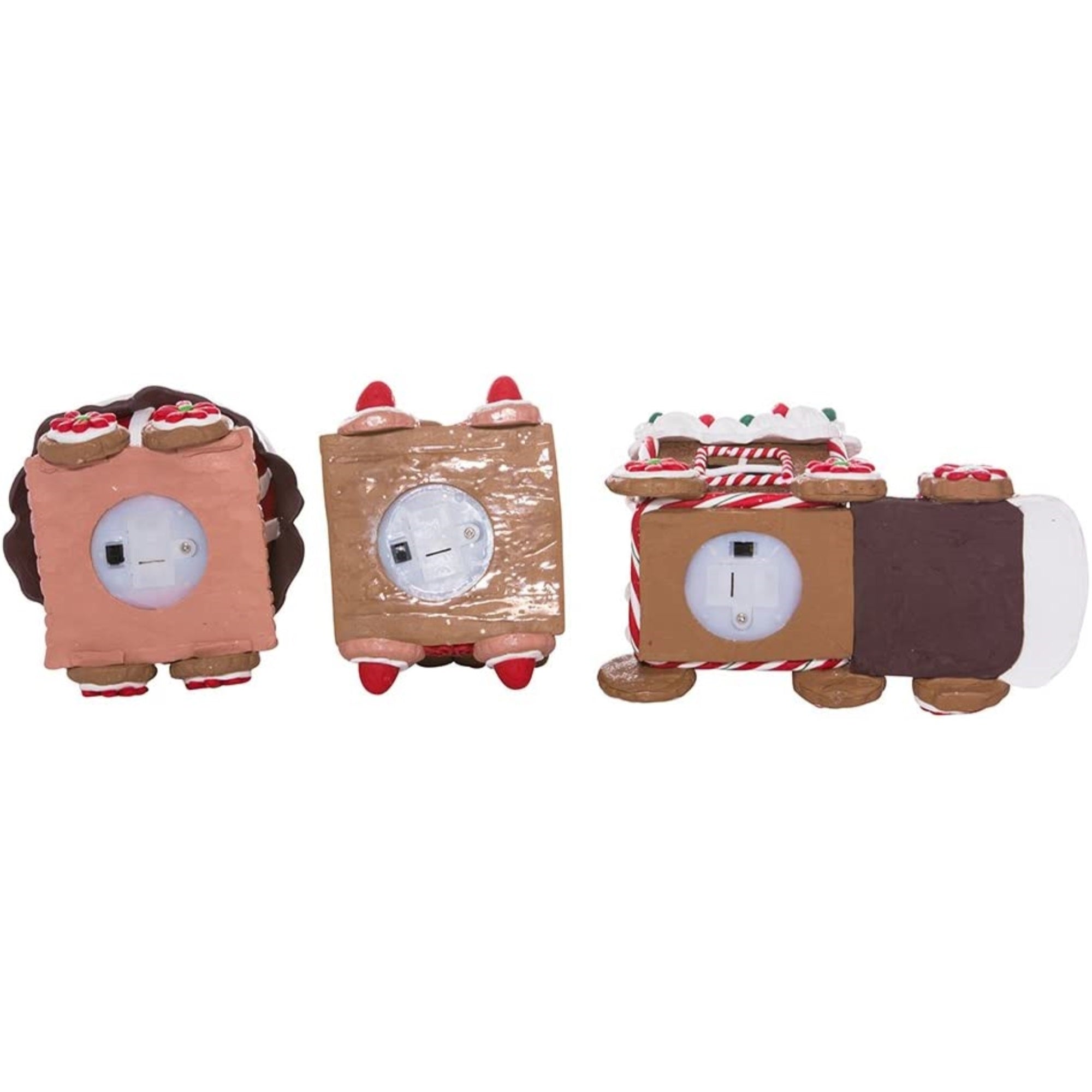 Kurt Adler Clay 3D LED Gingerbread Train Set of 3-Pieces, 4.3"