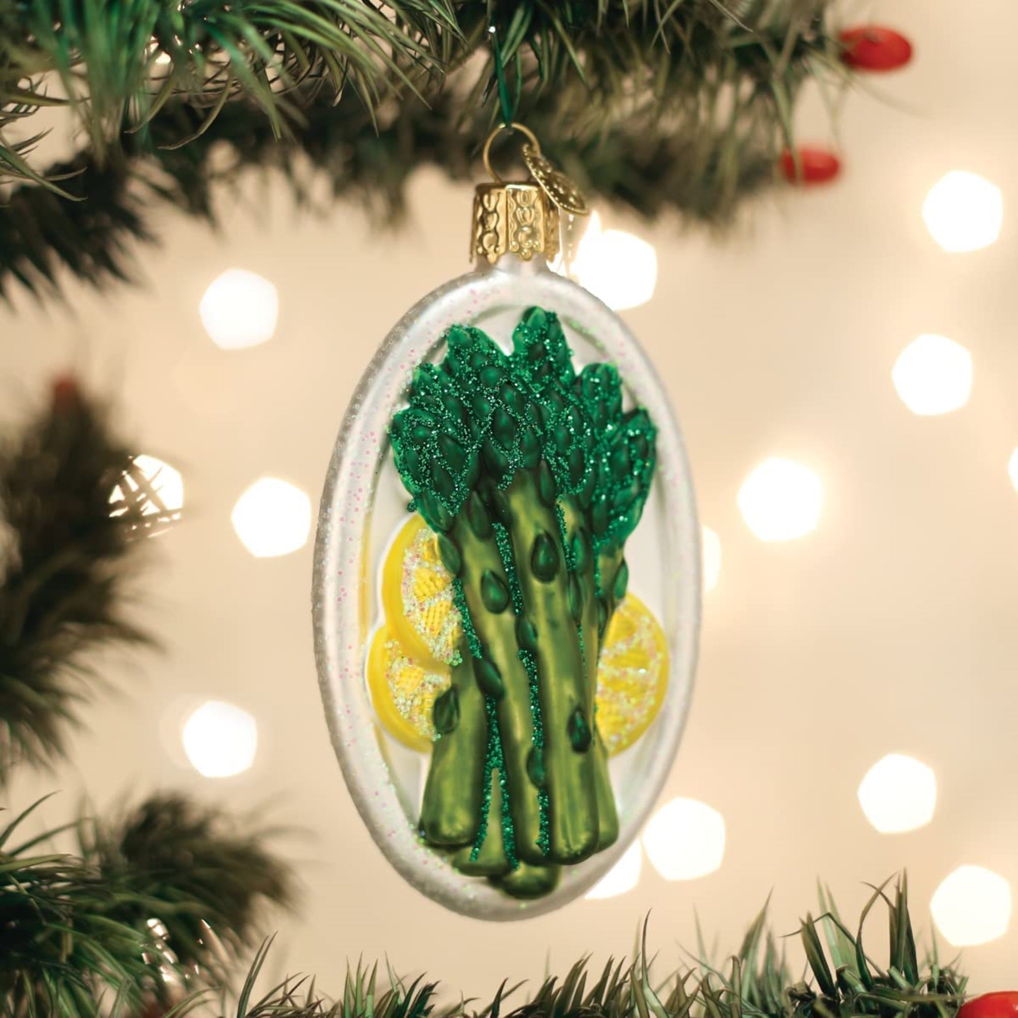 Old World Christmas Glass Blown Asparagus Ornament, 4"