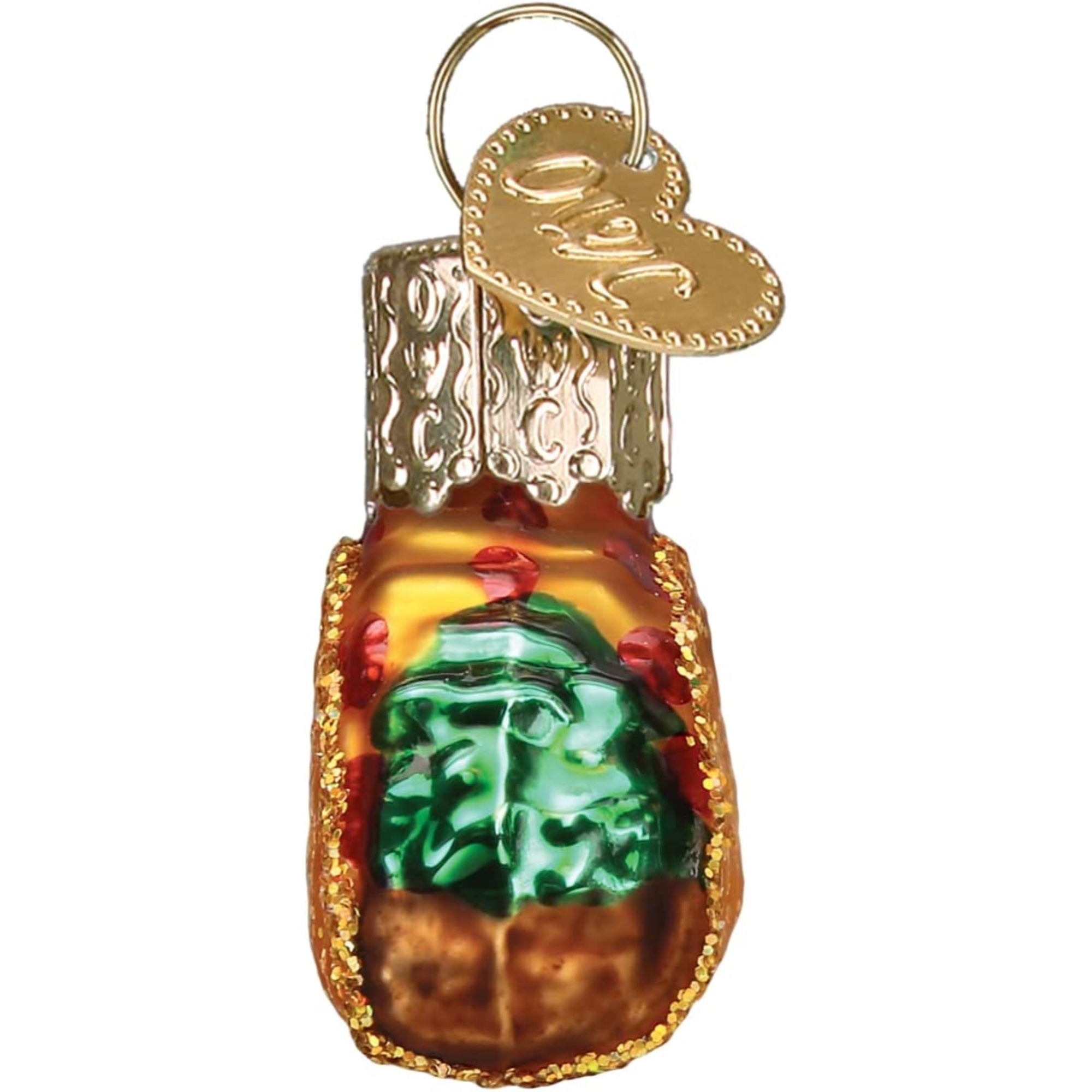 Old World Christmas Blown Glass Mini Taco Ornament, 1.25"