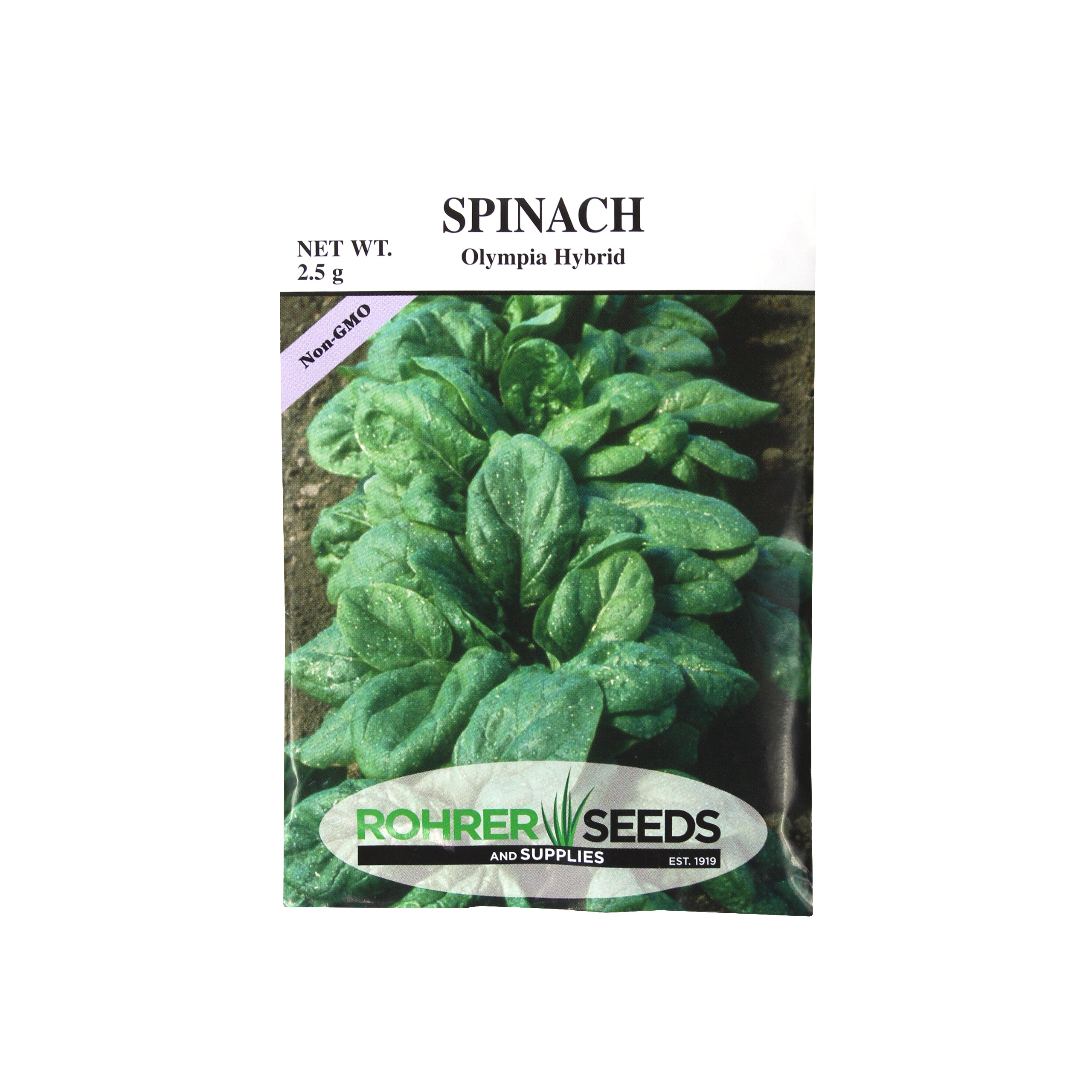 Rohrer Seeds Spinach, Olympia Hybrid, 2.5g, Approx 200 Seeds/Packet