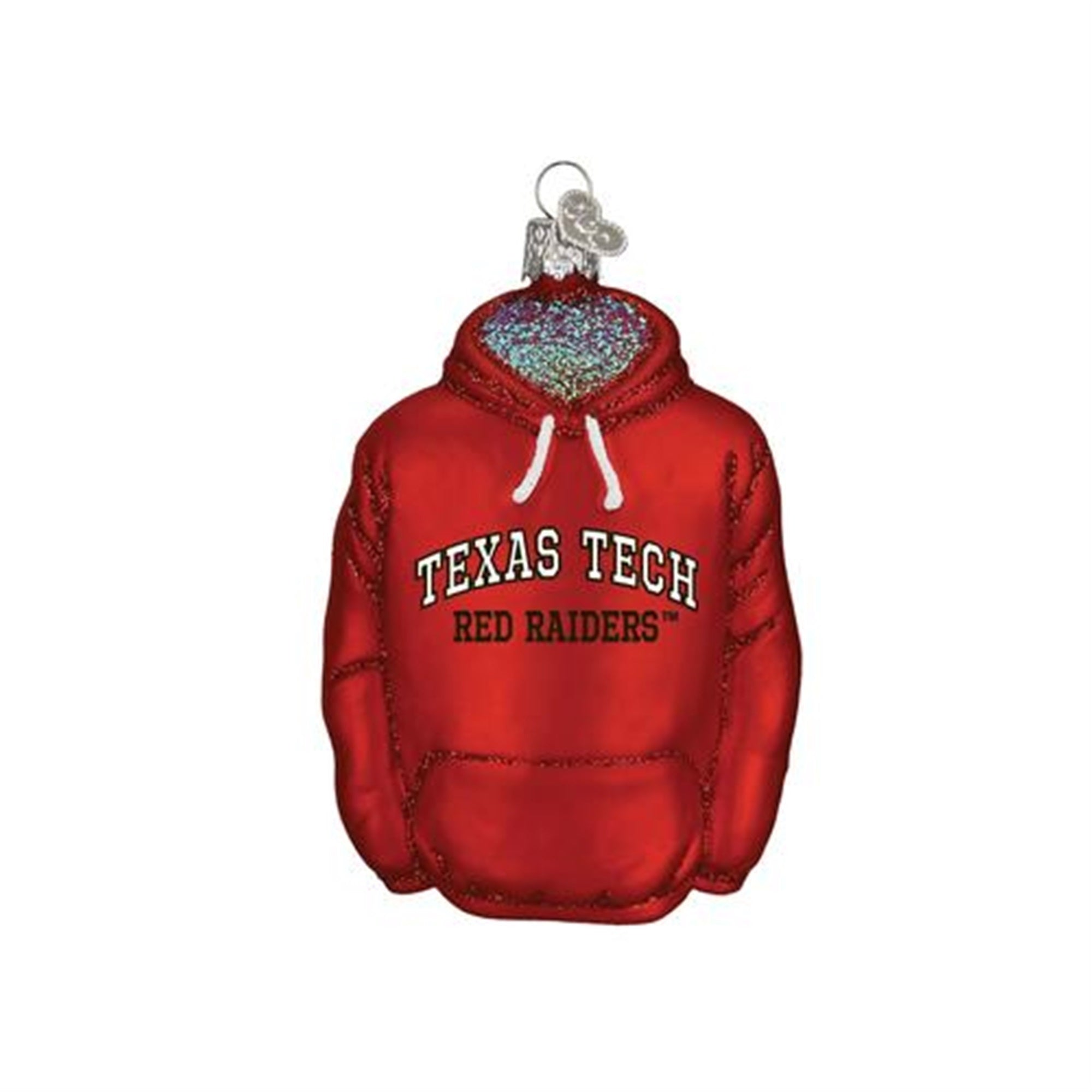 Old World Christmas Glass Blown Ornament Texas Tech Hoodie, 4.5"