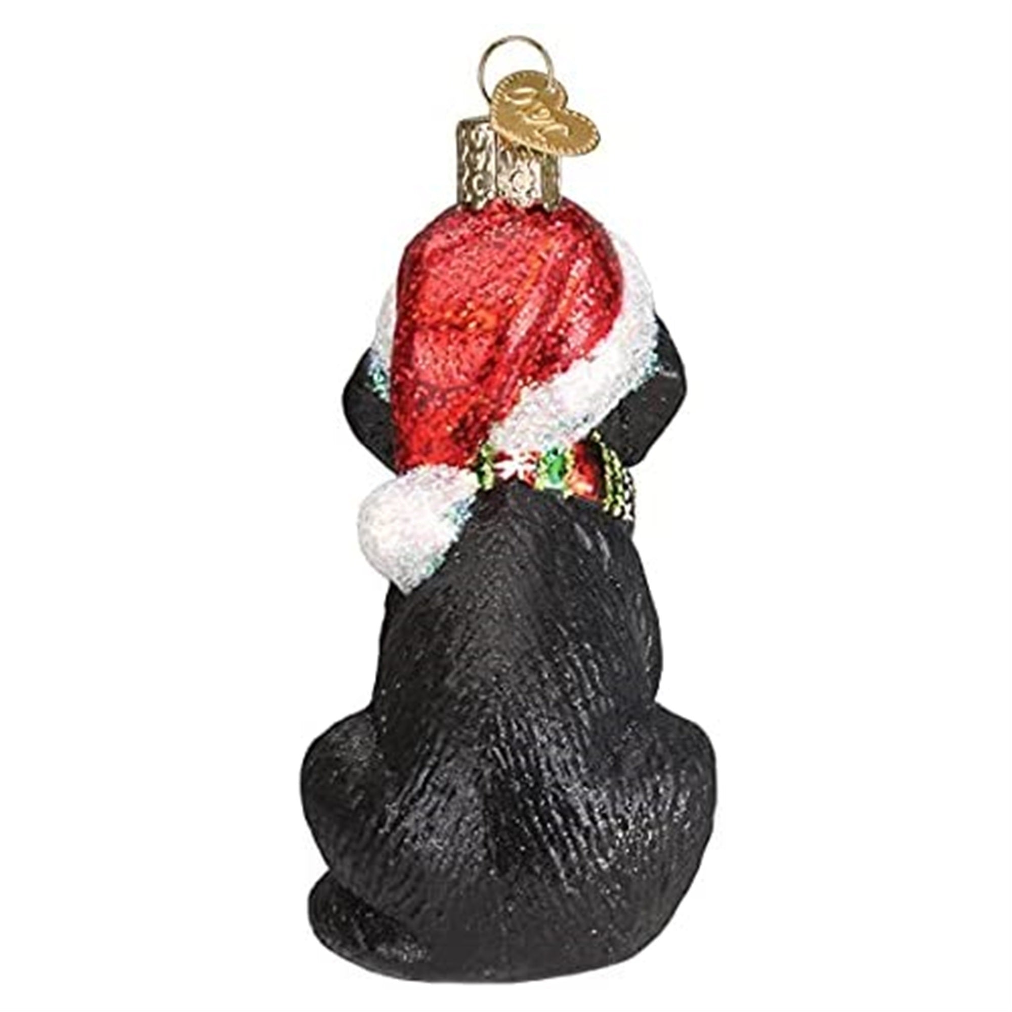 Old World Christmas Glass Blown Ornament, Holiday Black Lab Puppy 5"