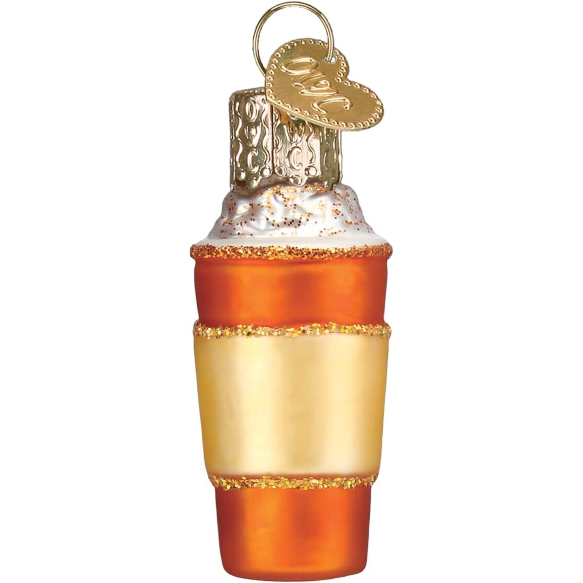 Old World Christmas Mini Blown Glass Pumpkin Spice Latte Ornament, 2"