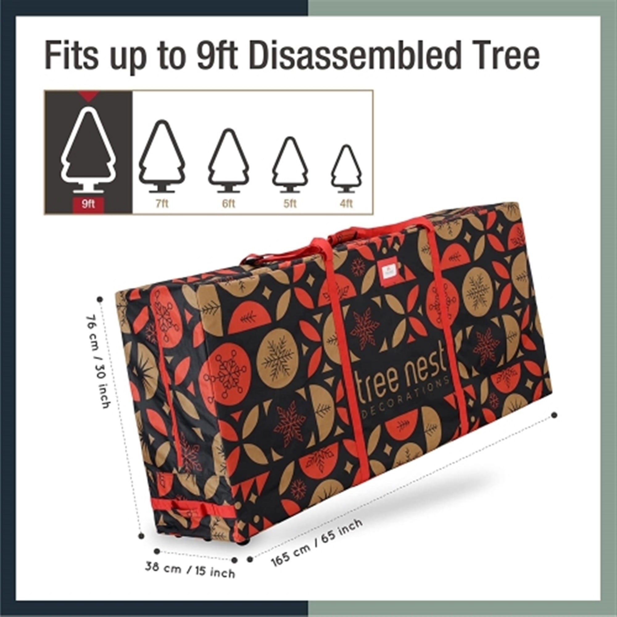 Tree Nest Rolling Christmas Tree Storage Bag, Stylish Canvas Christmas Tree Box for Artificial Disassembled Trees 9ft