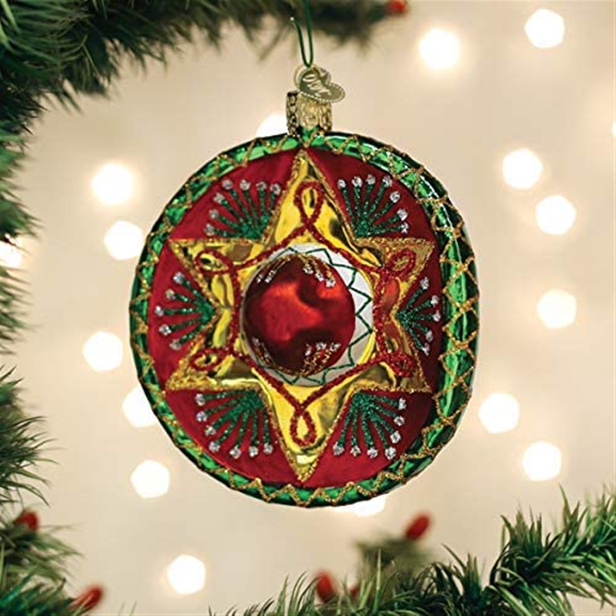 Old World Christmas Ornaments Sombrero Glass Blown Ornaments for Christmas Tree