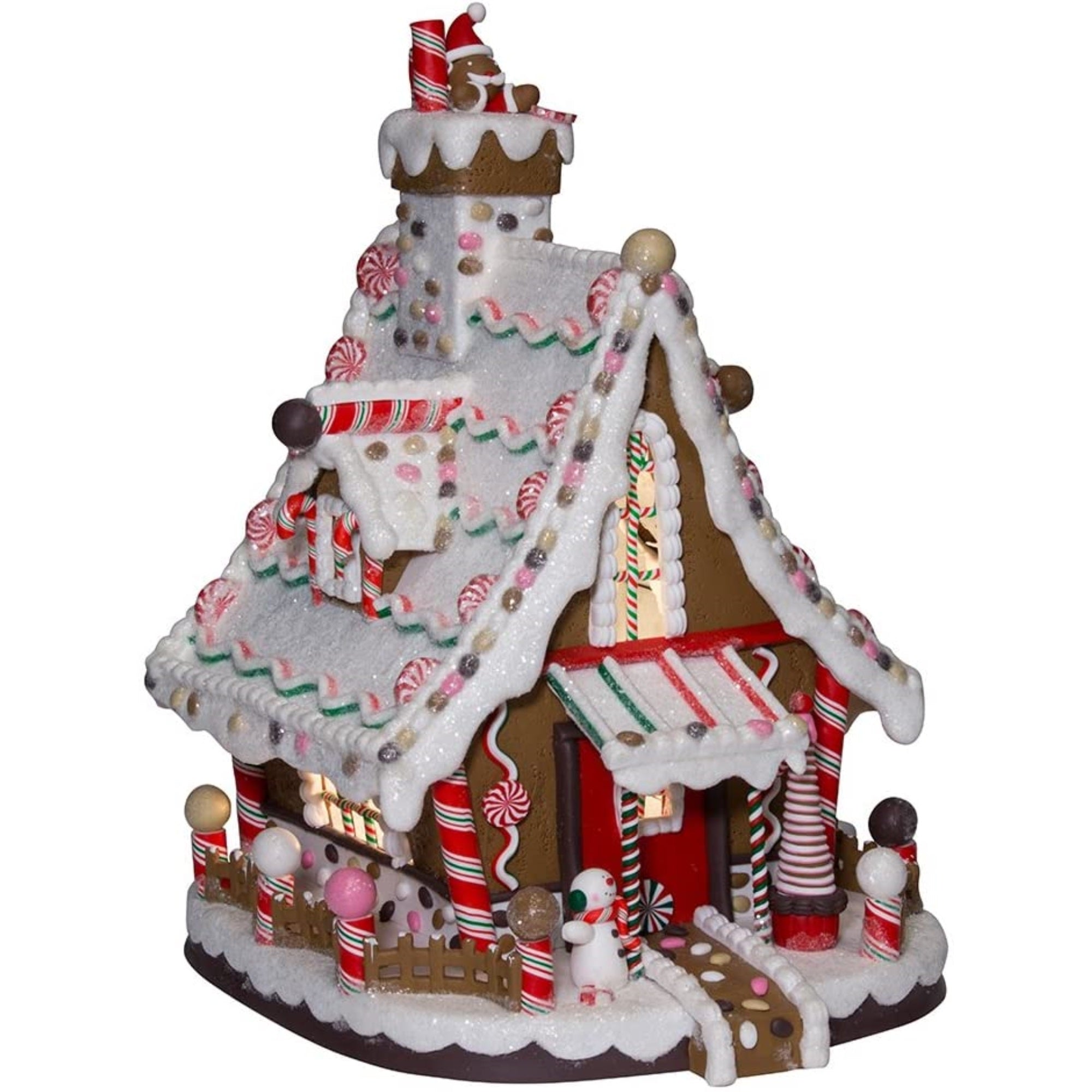 Kurt Adler Lighted Christmas Clay Gingerbread House Decoration, 12"