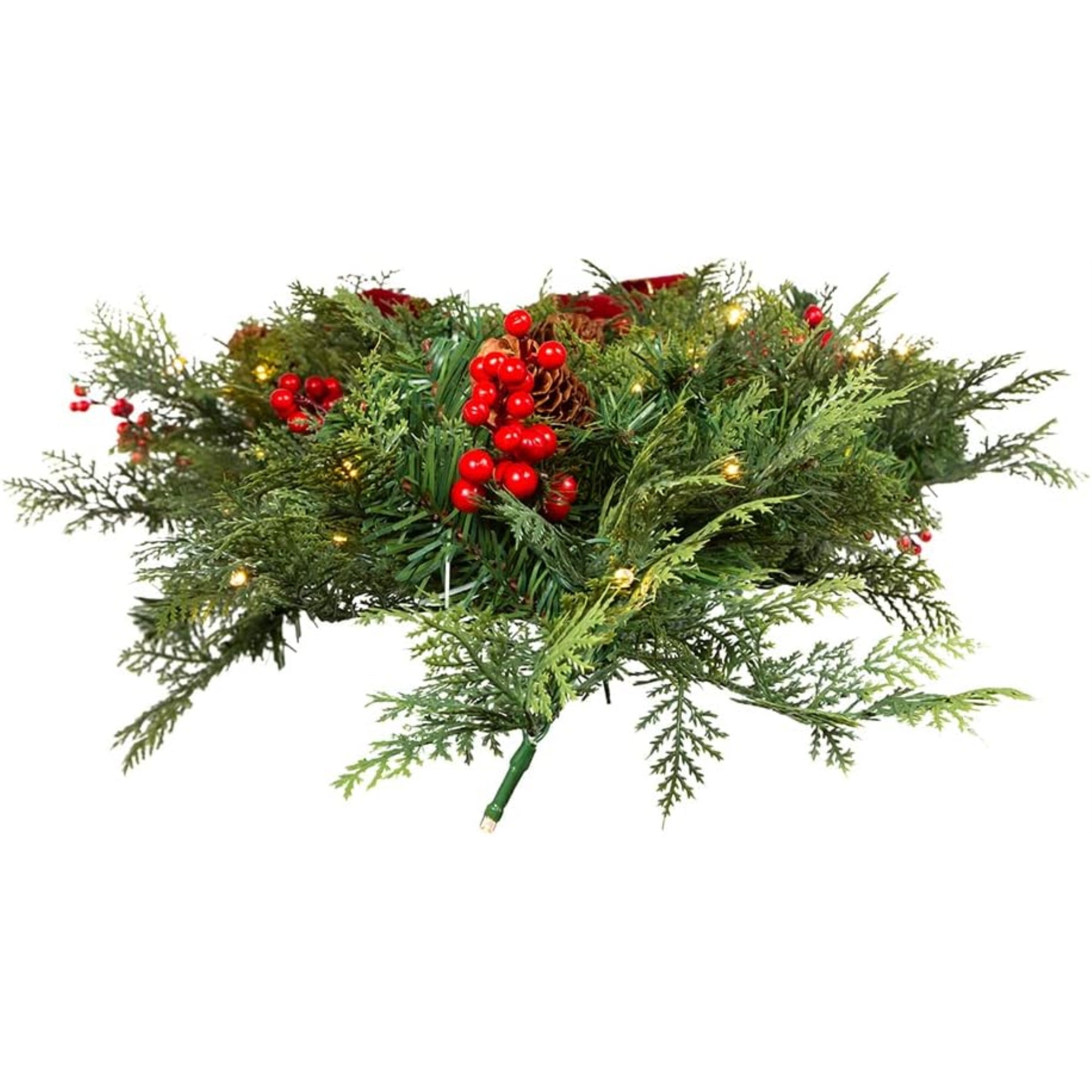 Kurt Adler Pre Lit Battery Operated Wall Tree with Bow, Red, 26in