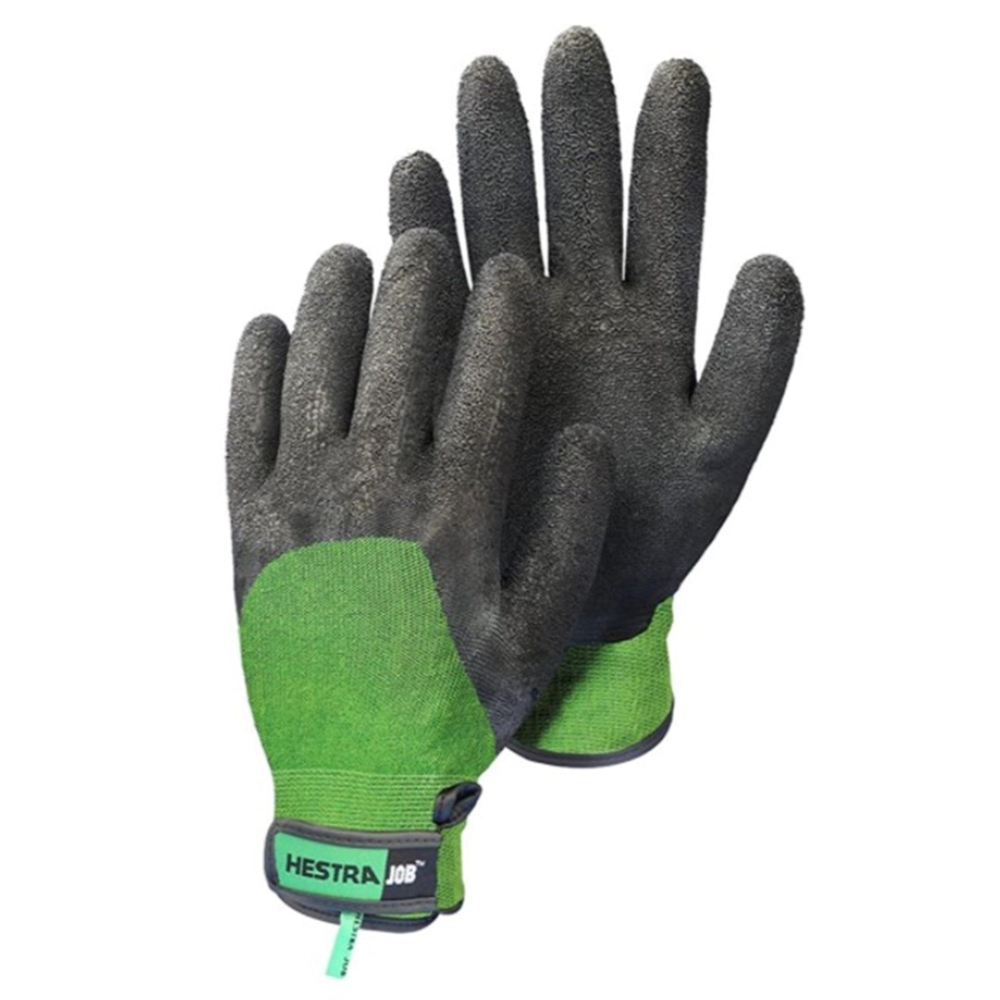 Hestra Gardening Work: Mens Bamboo Garden Gloves, Black/Green, Size 6
