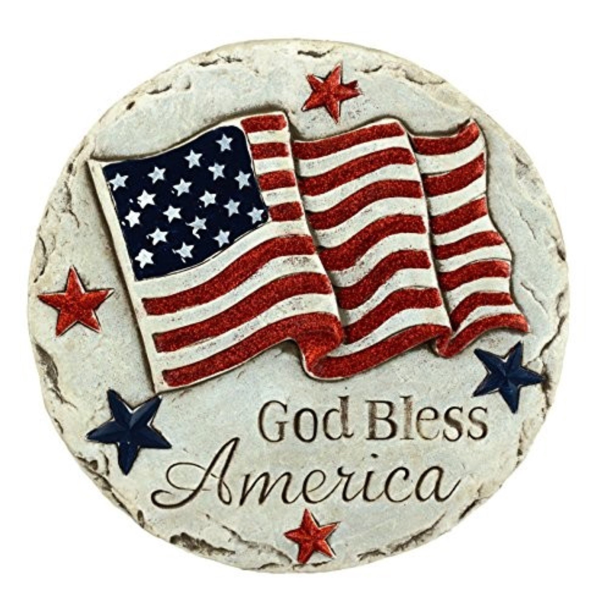 Gerson Resin God Bless America Patriotic Stepping Stone, 12.5 in Diameter