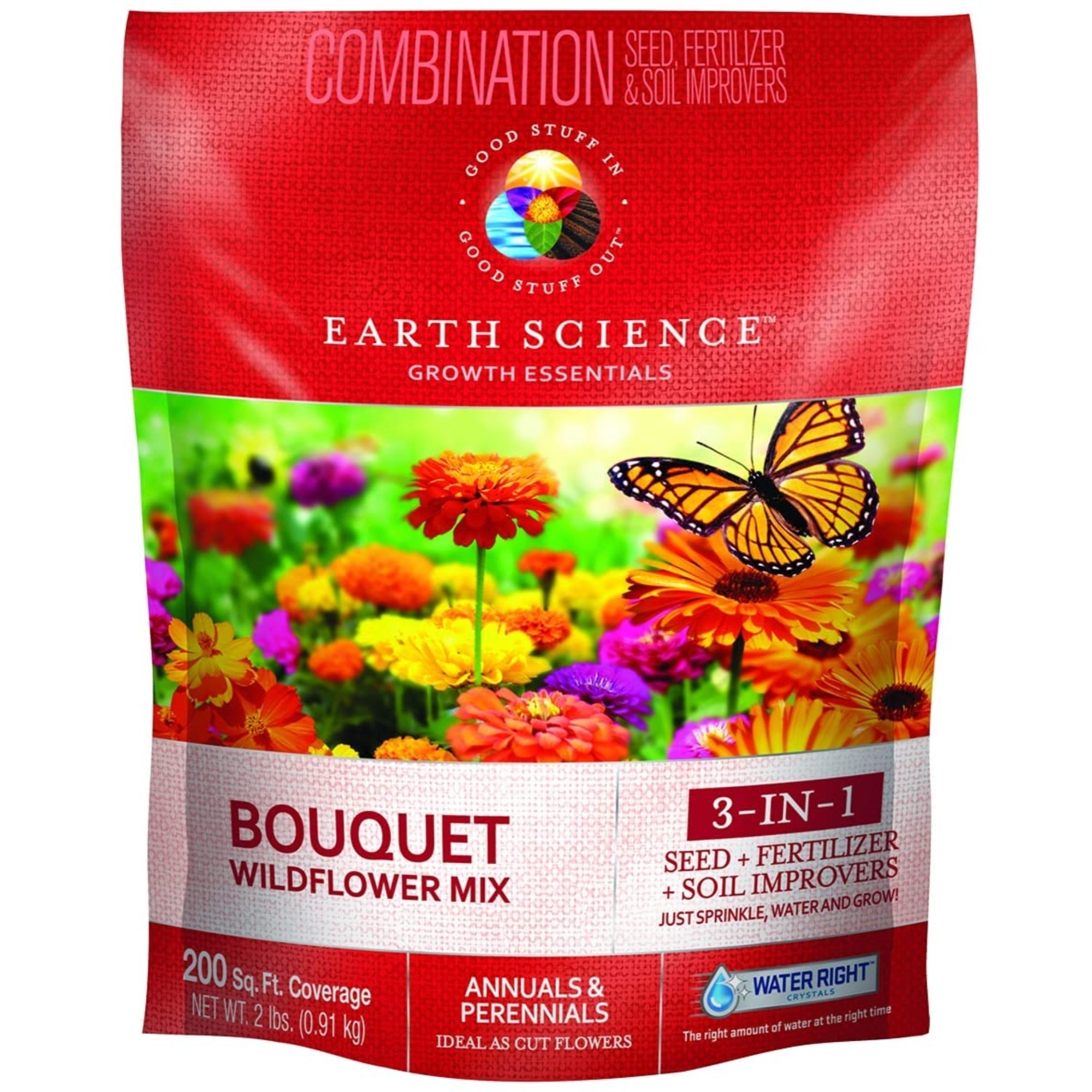 Earth Science Grown Essentials Bouquet Wild Flower Mix, 3-in-1 Formula - 2lb bag