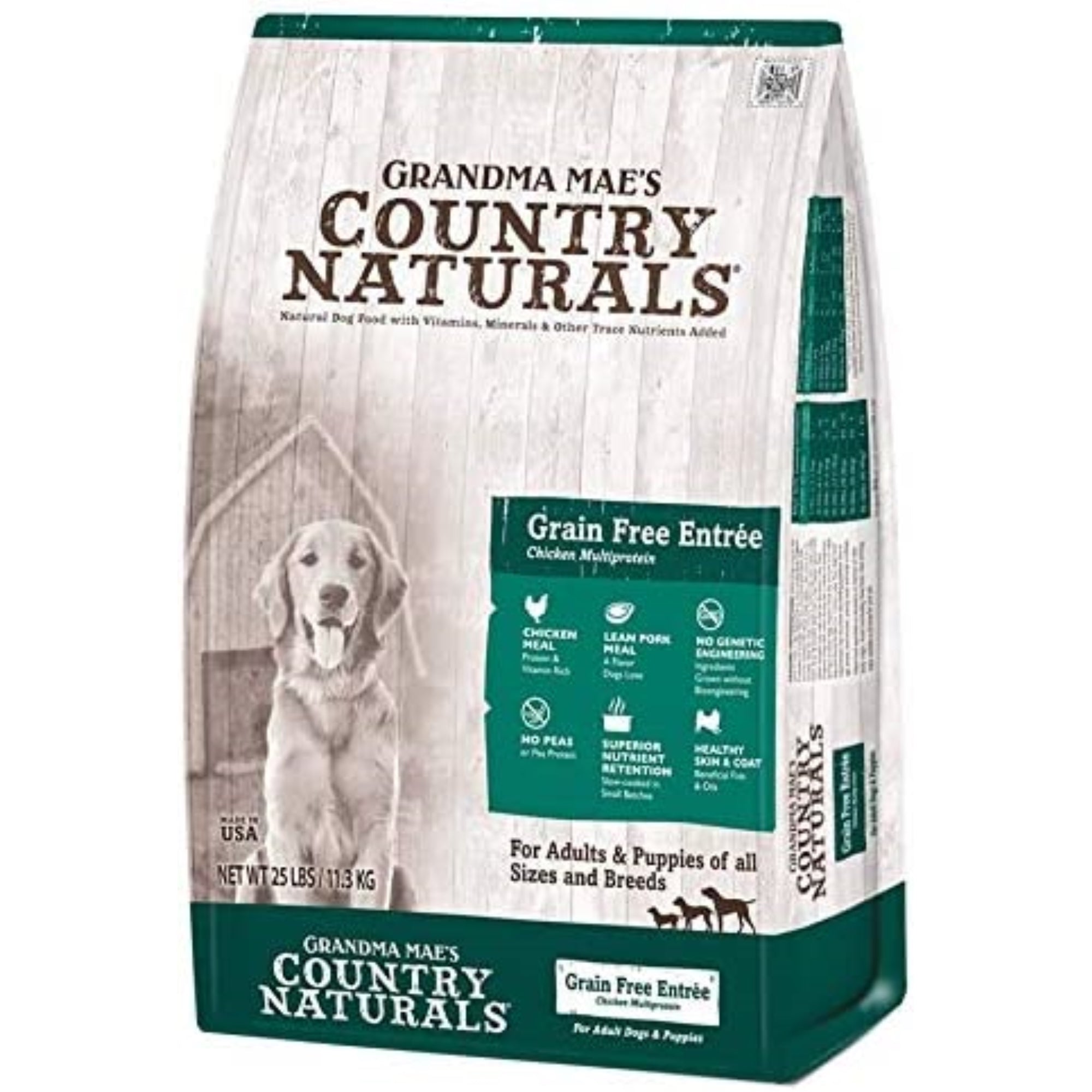 Grandma Mae's Country Naturals Grain Free Dry Dog Food, Multi-Protein Entree, 25 LB