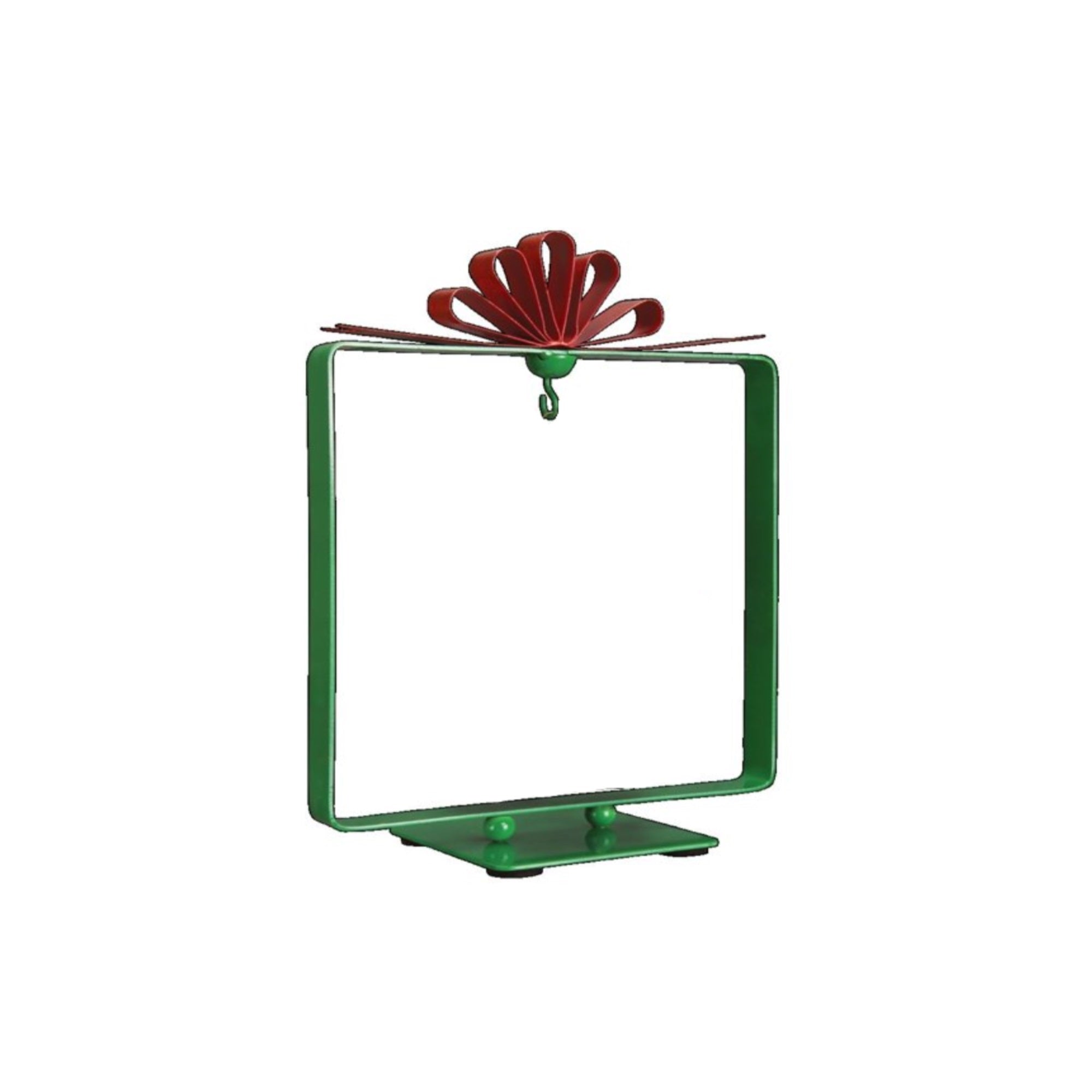 Old World Christmas Square Gift Shaped Ornament Stand Display, Metal, Green, 8"