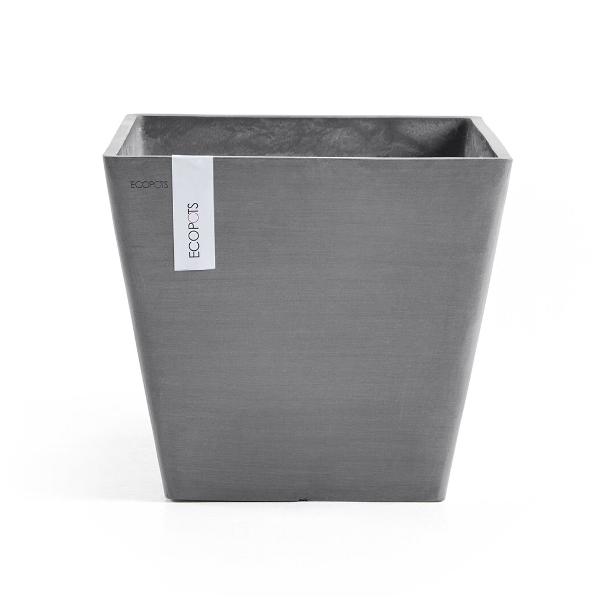 EcoPots Rotterdam Durable Indoor/Outdoor Modern Square Recycled Plastic Planter Flower Pot