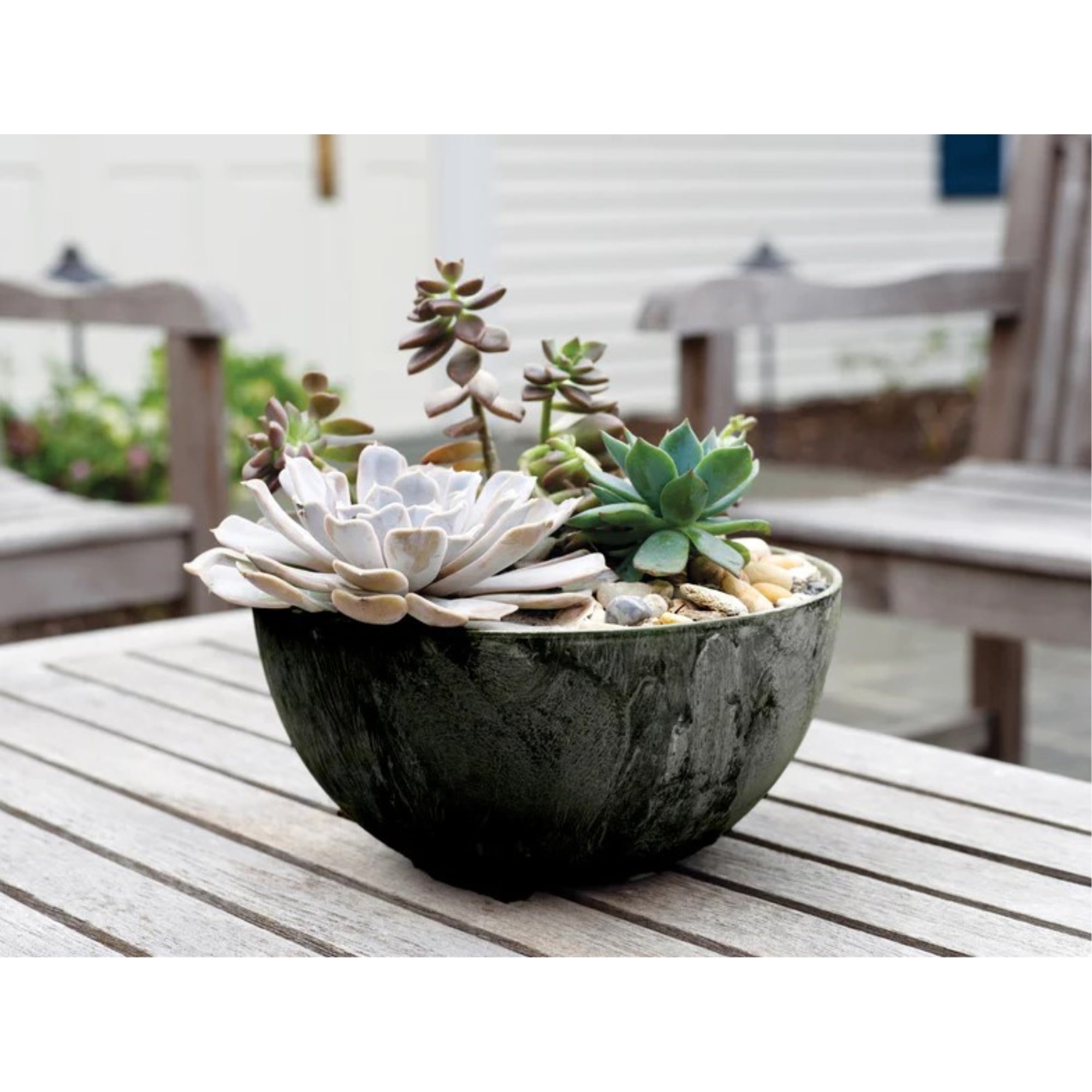 Novelty Indoor/Outdoor Artstone Napa Bowl Planter with Water-Minder System