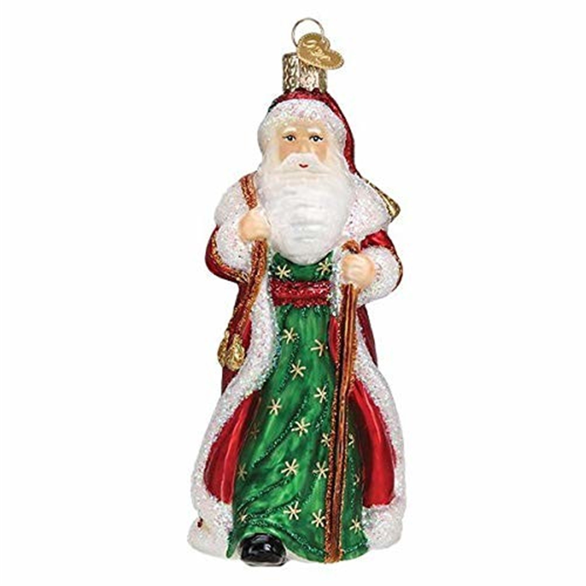 Old World Christmasm Father Christmas w/Bells Glass Blown Ornament
