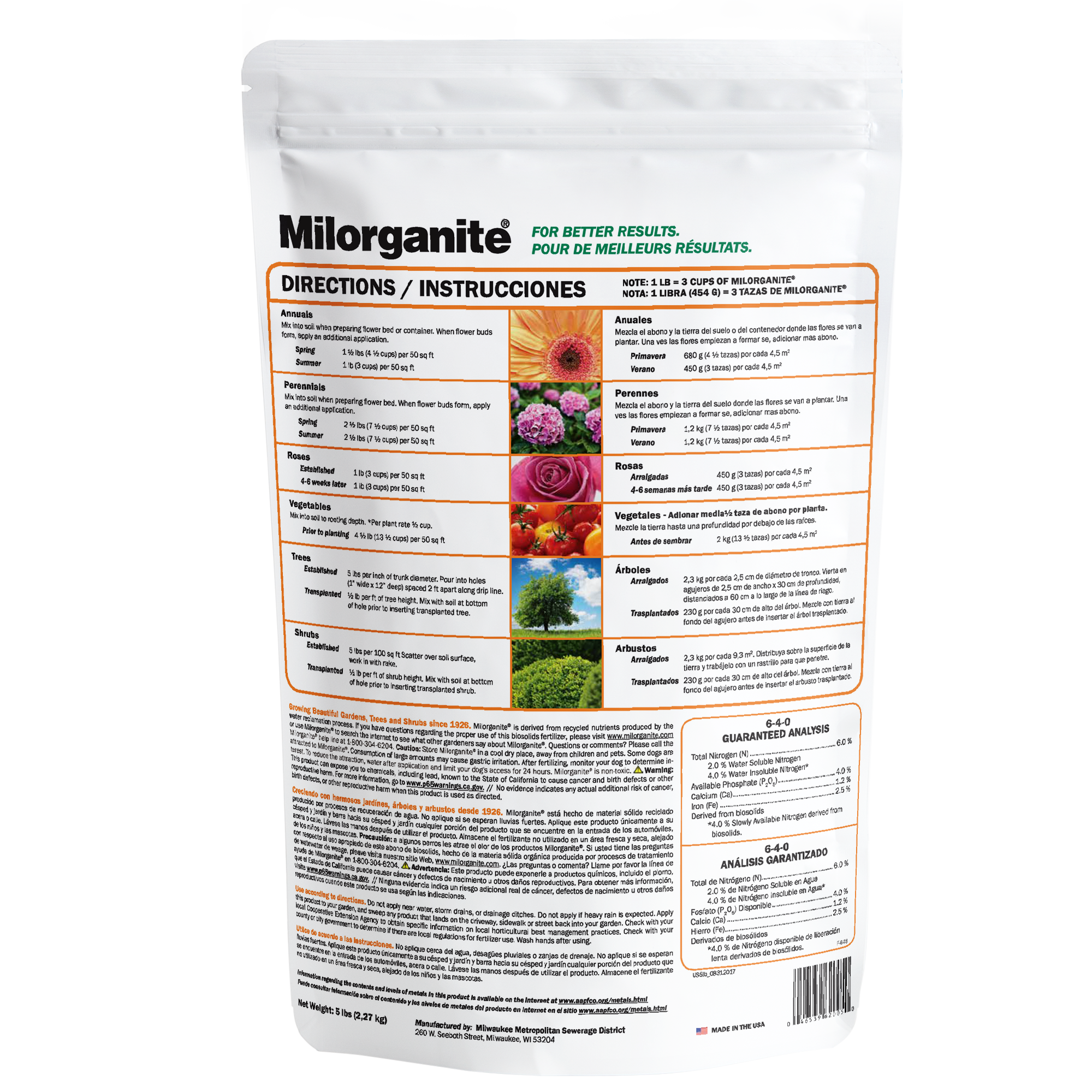 Milorganite All-Purpose Eco-Friendly Slow-Release Nitrogen Fertilizer 6-4-0, 5lb