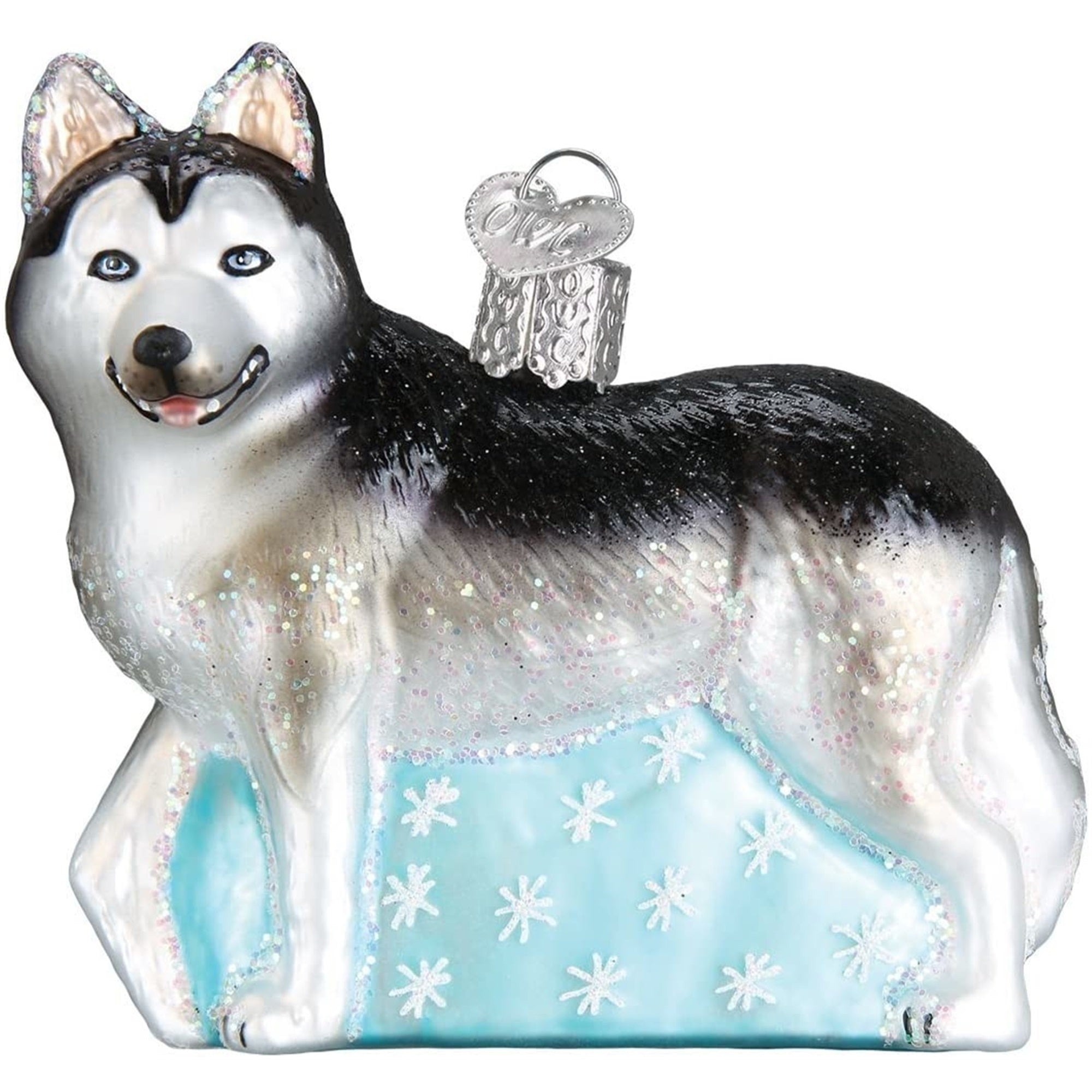 Old World Christmas Glass Blown Siberian Husky Ornament